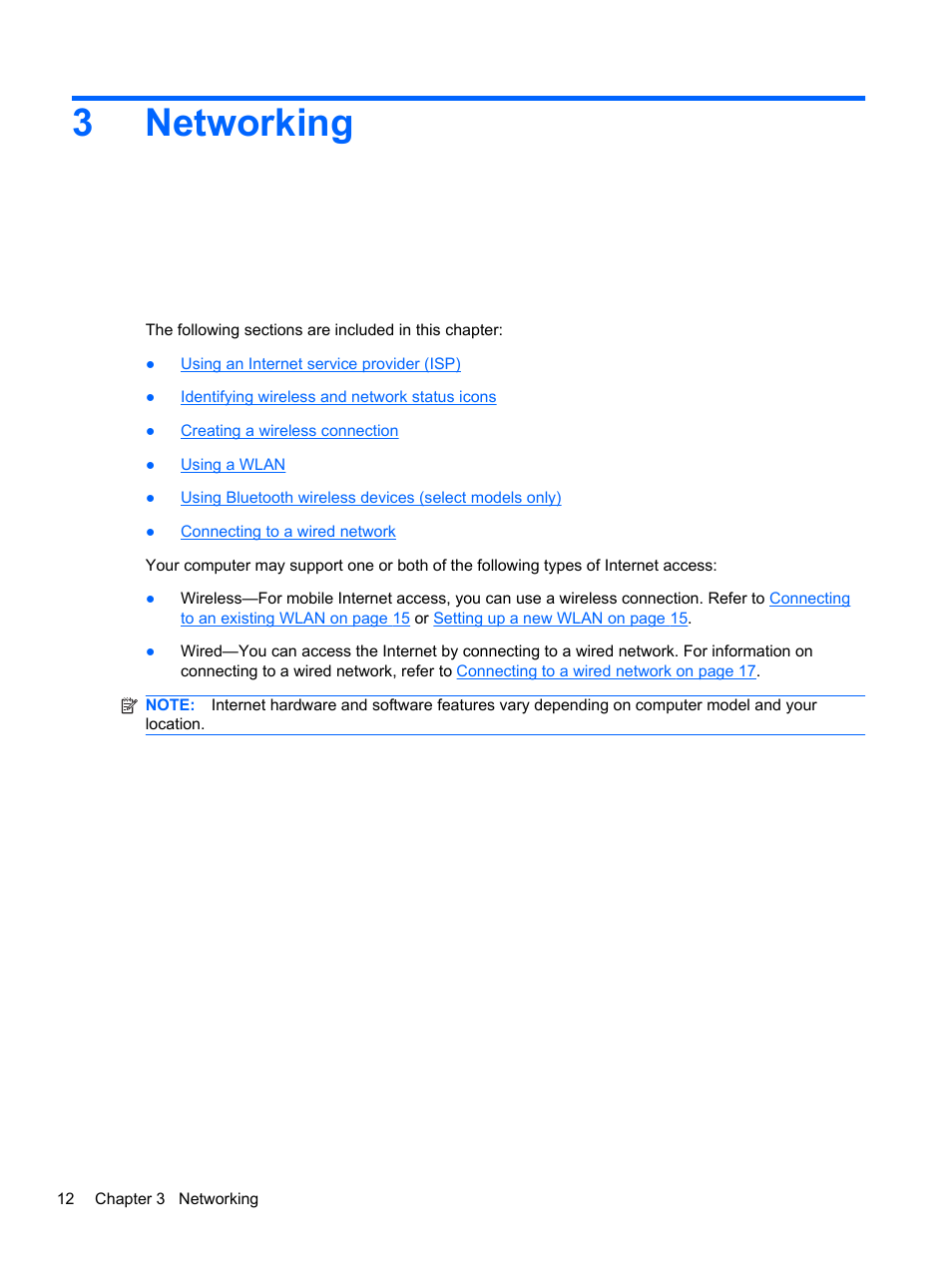 Networking, 3 networking, Information, refer to | 3networking | HP Compaq 435 Notebook PC User Manual | Page 22 / 92