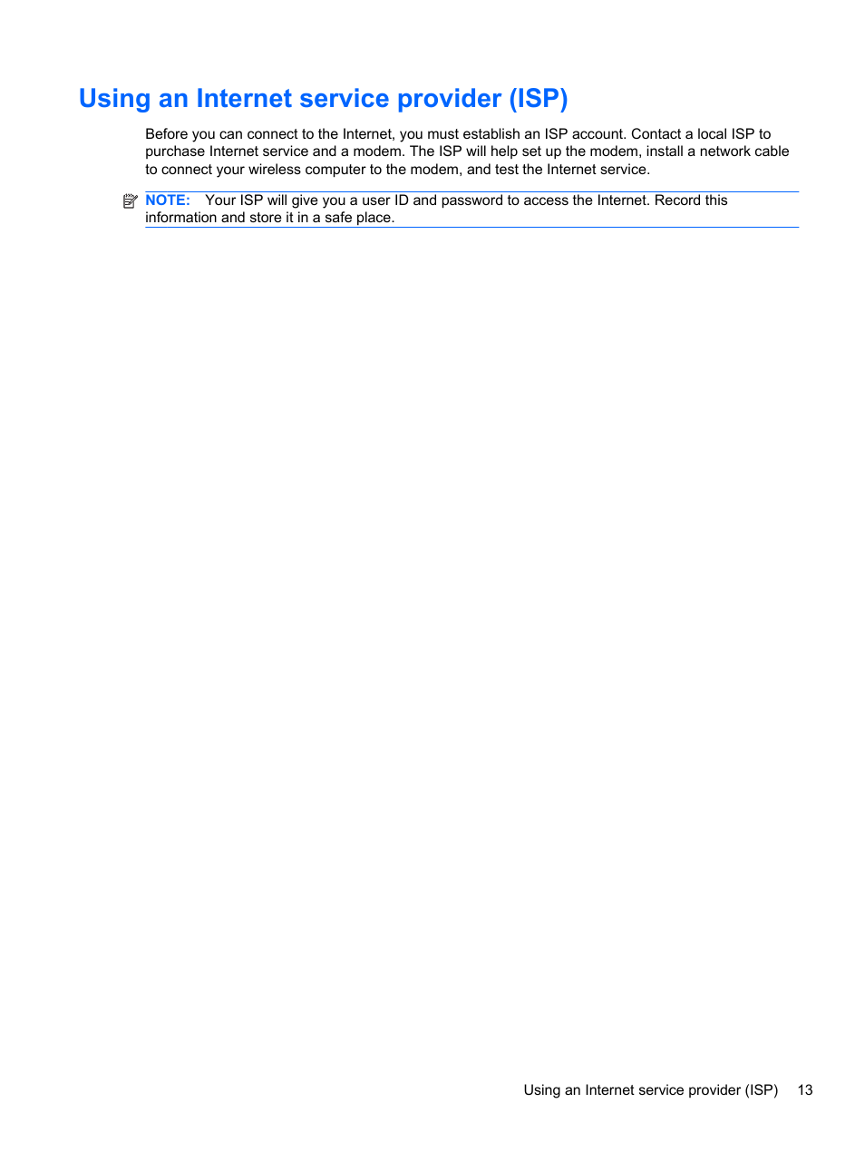 Using an internet service provider (isp) | HP Compaq 435 Notebook PC User Manual | Page 23 / 92