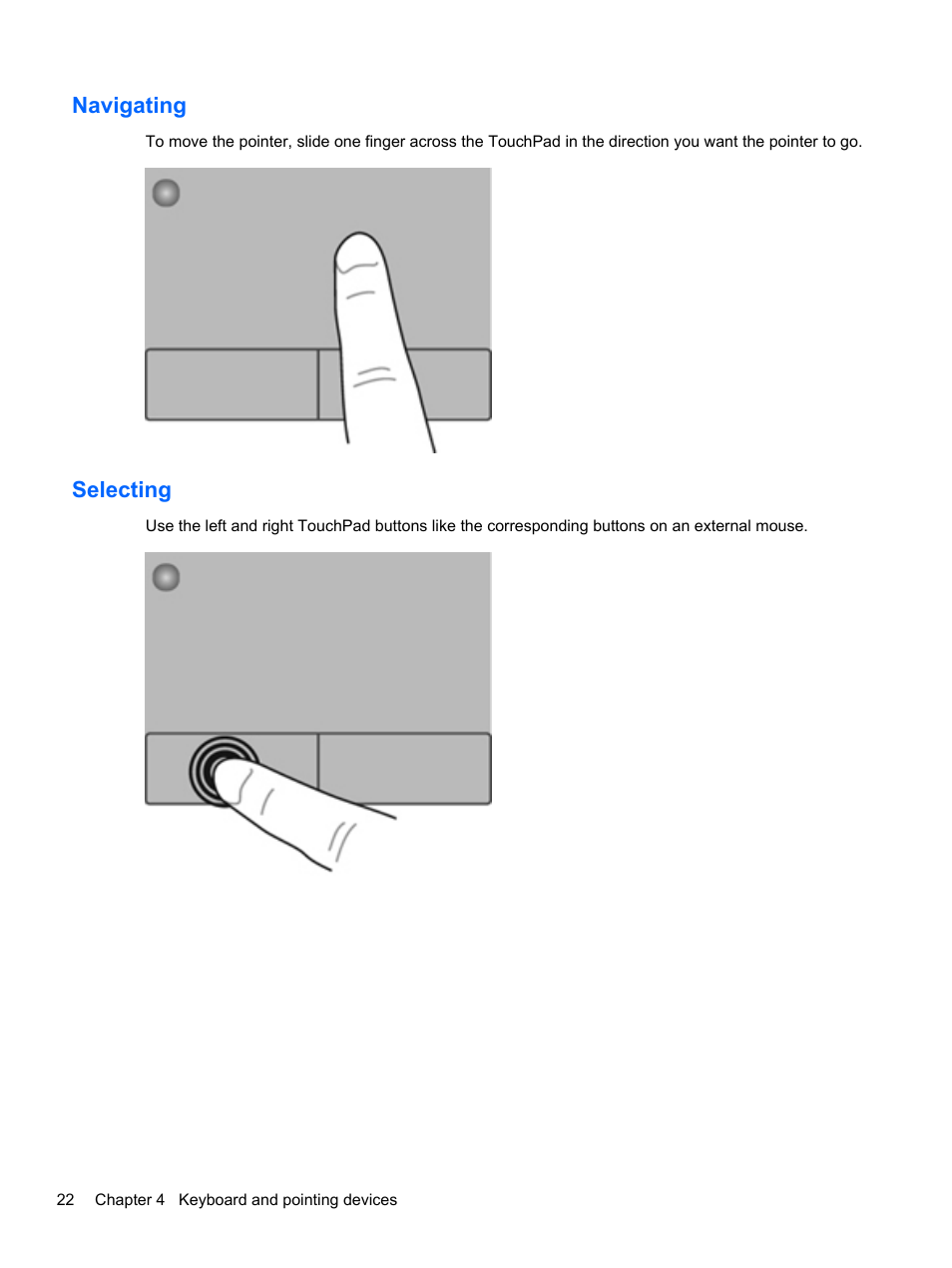 Navigating, Selecting, Navigating selecting | HP Compaq 435 Notebook PC User Manual | Page 32 / 92