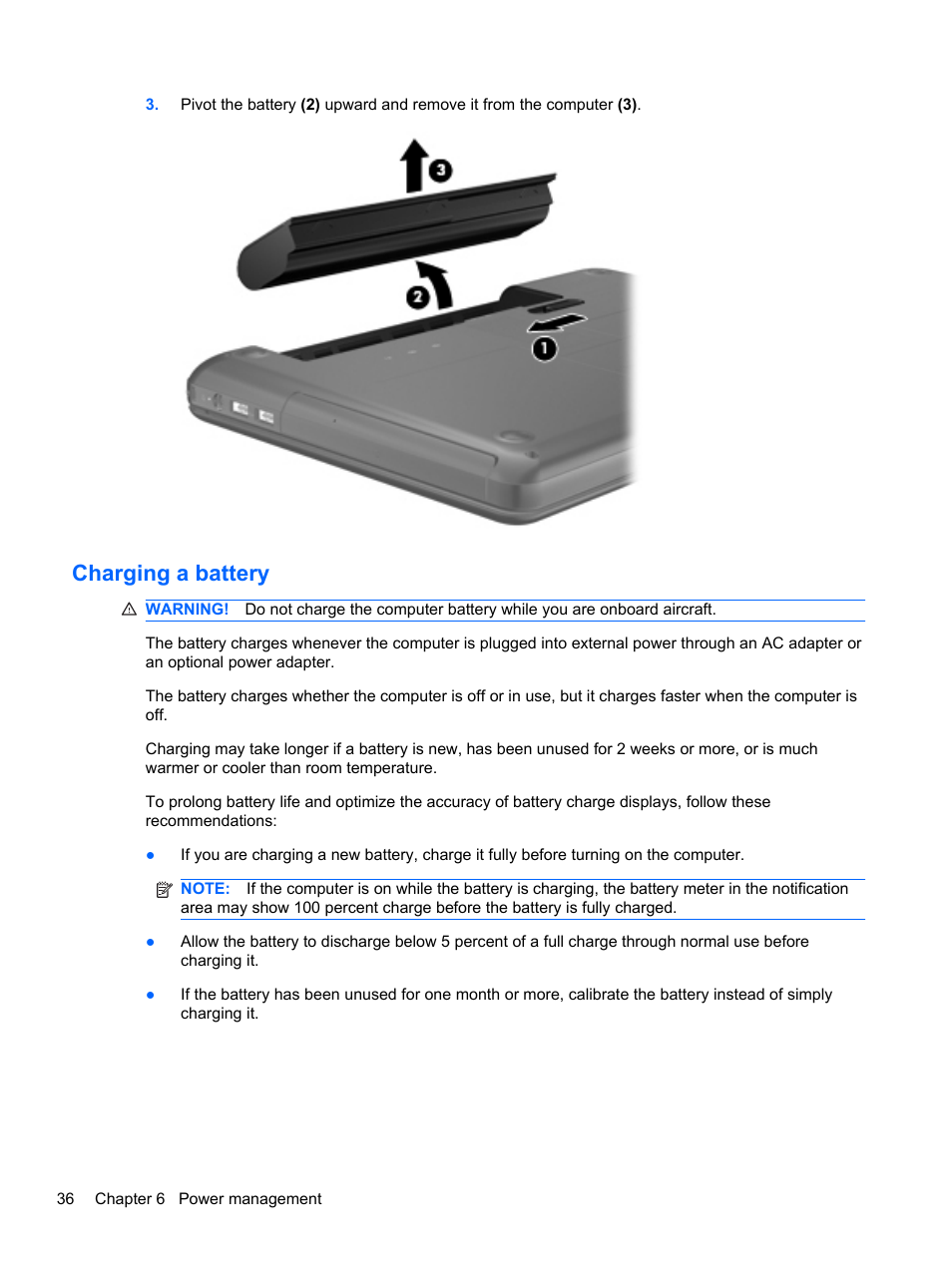 Charging a battery | HP Compaq 435 Notebook PC User Manual | Page 46 / 92