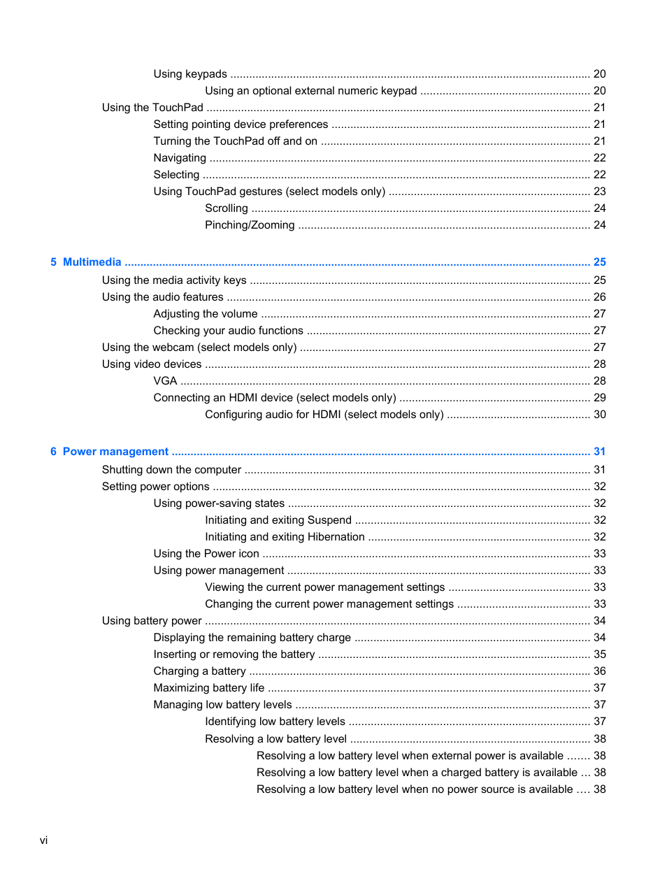 HP Compaq 435 Notebook PC User Manual | Page 6 / 92