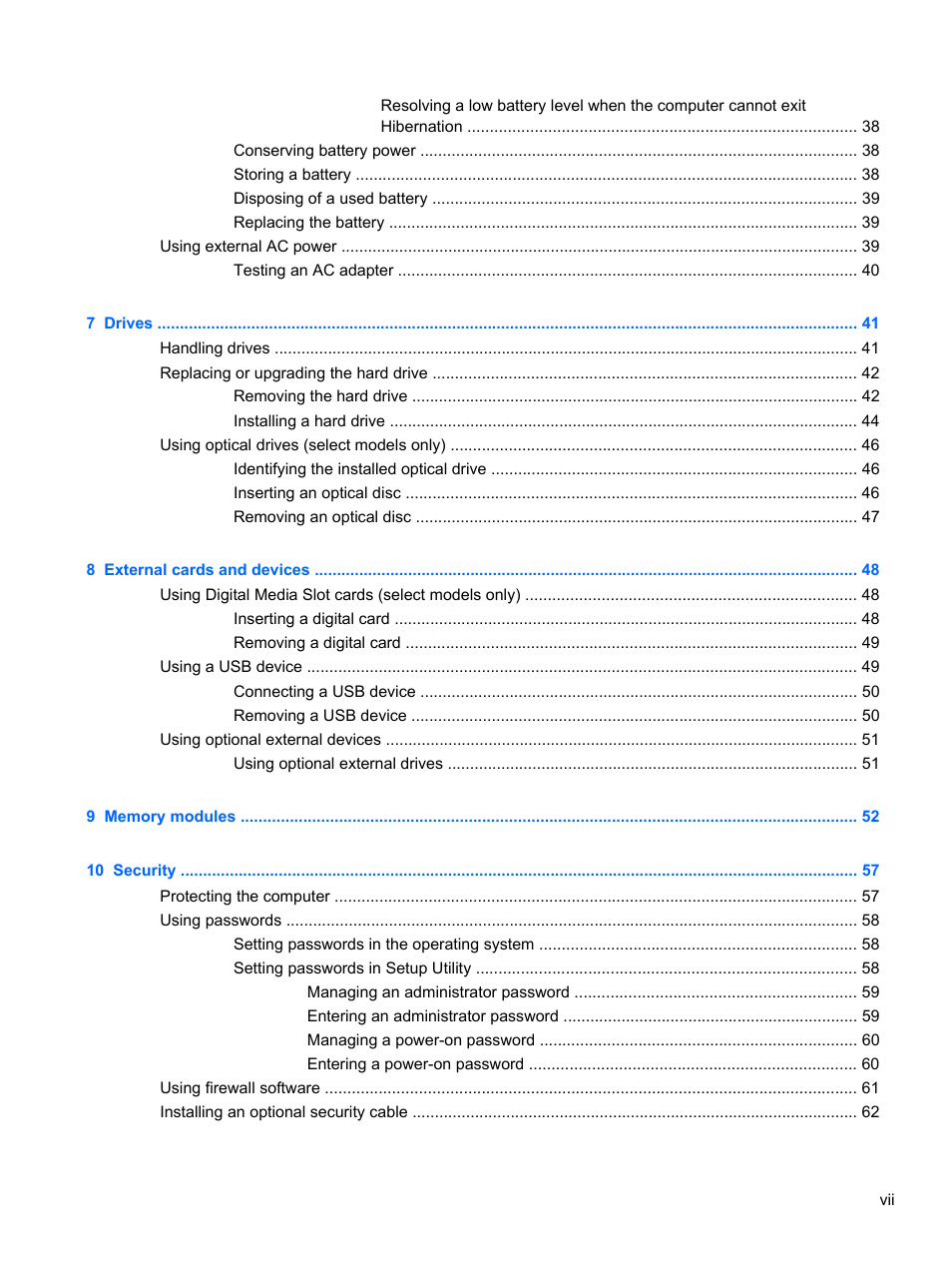 HP Compaq 435 Notebook PC User Manual | Page 7 / 92