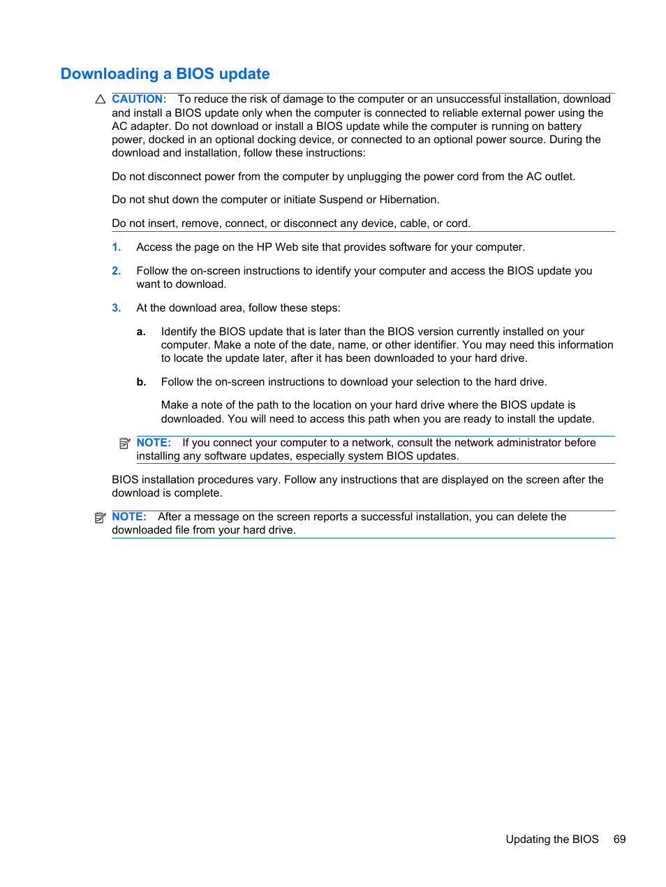 Downloading a bios update | HP Compaq 435 Notebook PC User Manual | Page 79 / 92