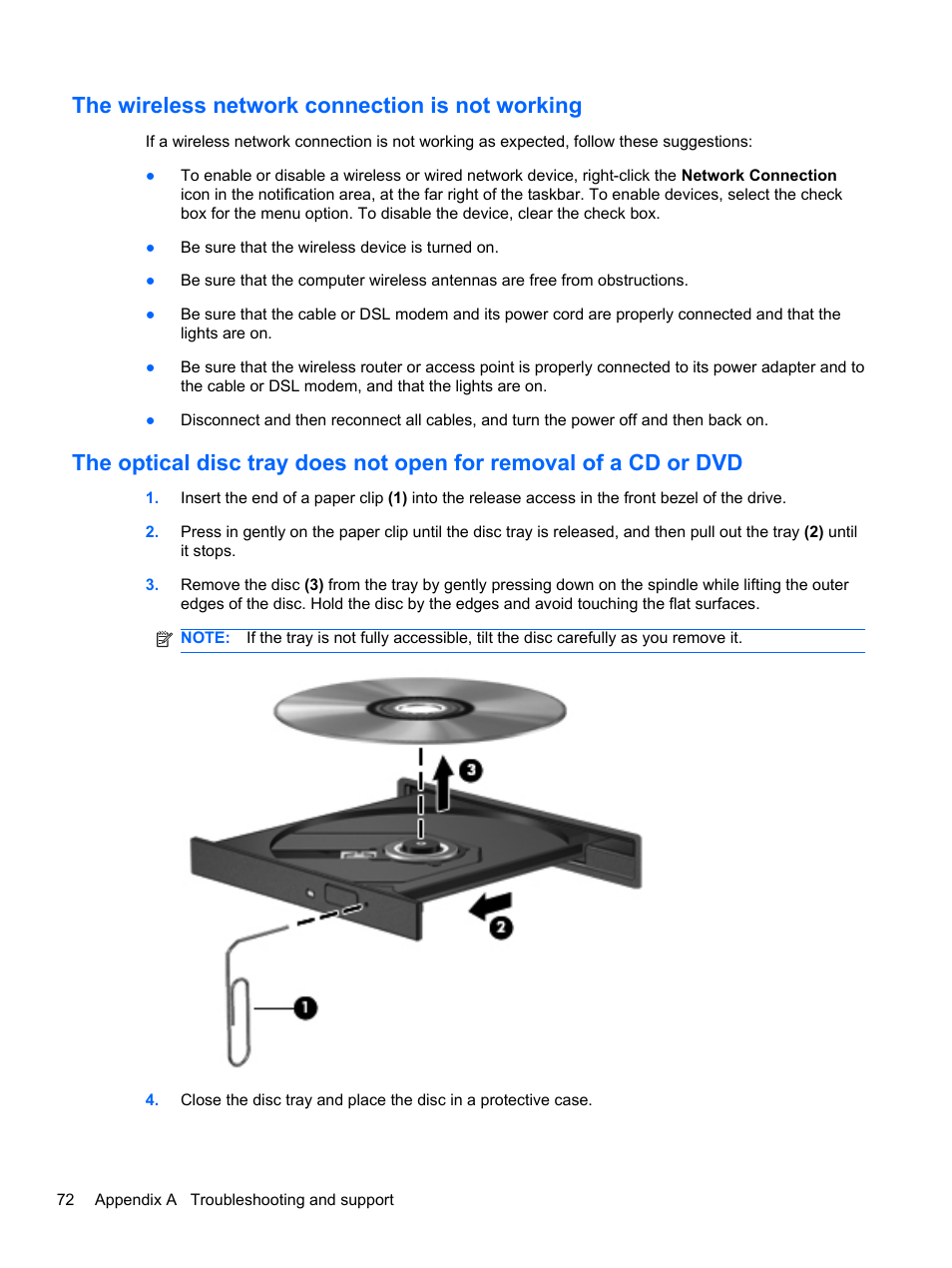 The wireless network connection is not working | HP Compaq 435 Notebook PC User Manual | Page 82 / 92