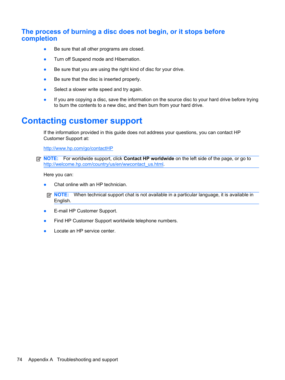 Contacting customer support | HP Compaq 435 Notebook PC User Manual | Page 84 / 92