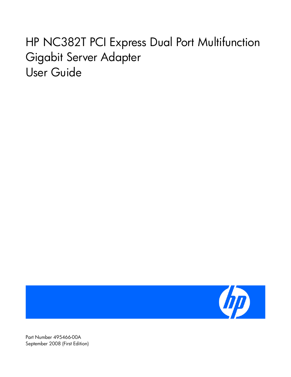 HP NC382T PCI Express Dual Port Multifunction Gigabit Server Adapter User Manual | 20 pages