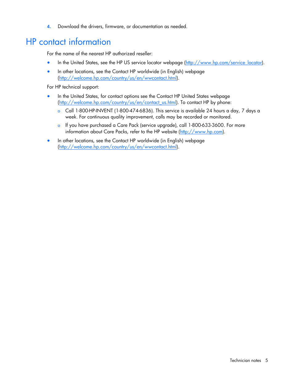 Hp contact information | HP NC382T PCI Express Dual Port Multifunction Gigabit Server Adapter User Manual | Page 5 / 20