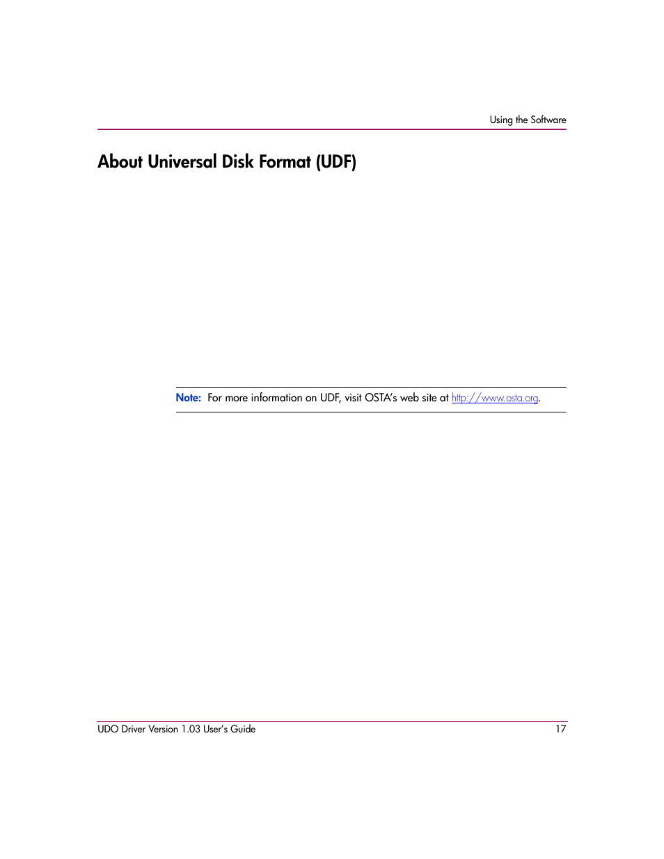 About universal disk format (udf) | HP StorageWorks Ultra Density Optical Storage User Manual | Page 17 / 30
