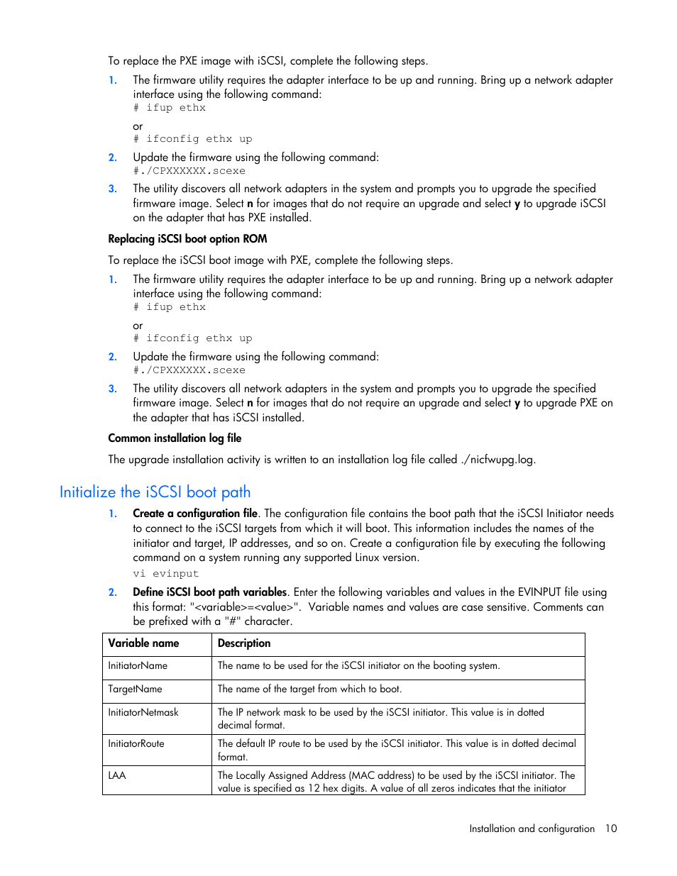 Initialize the iscsi boot path | HP NC373F PCI-E Multifunction 1000SX Gigabit Server Adapter User Manual | Page 10 / 42