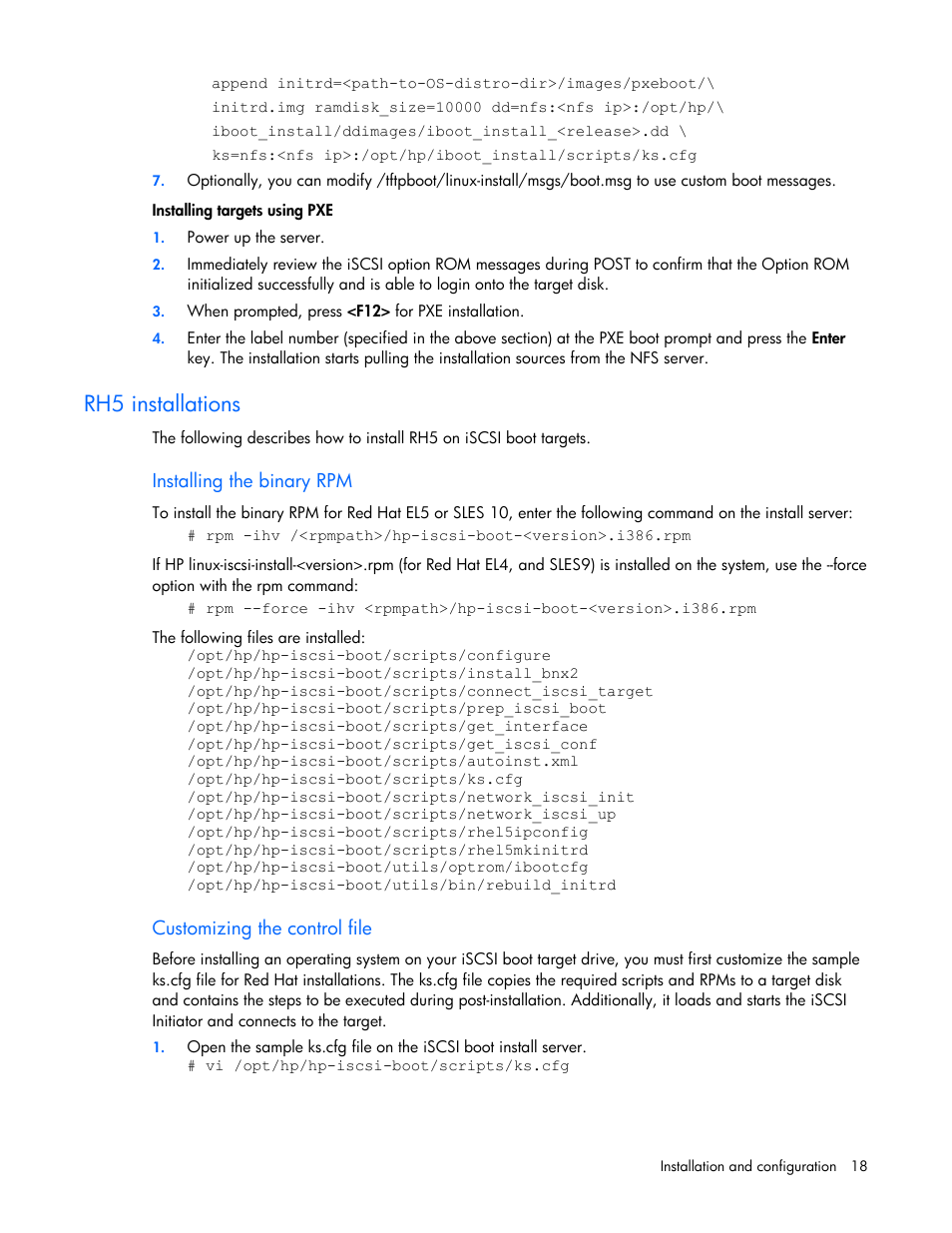 Rh5 installations | HP NC373F PCI-E Multifunction 1000SX Gigabit Server Adapter User Manual | Page 18 / 42