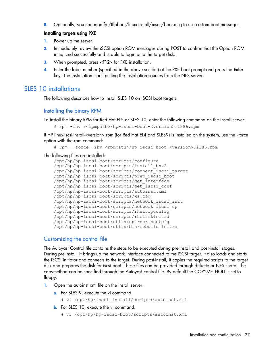 Sles 10 installations | HP NC373F PCI-E Multifunction 1000SX Gigabit Server Adapter User Manual | Page 27 / 42