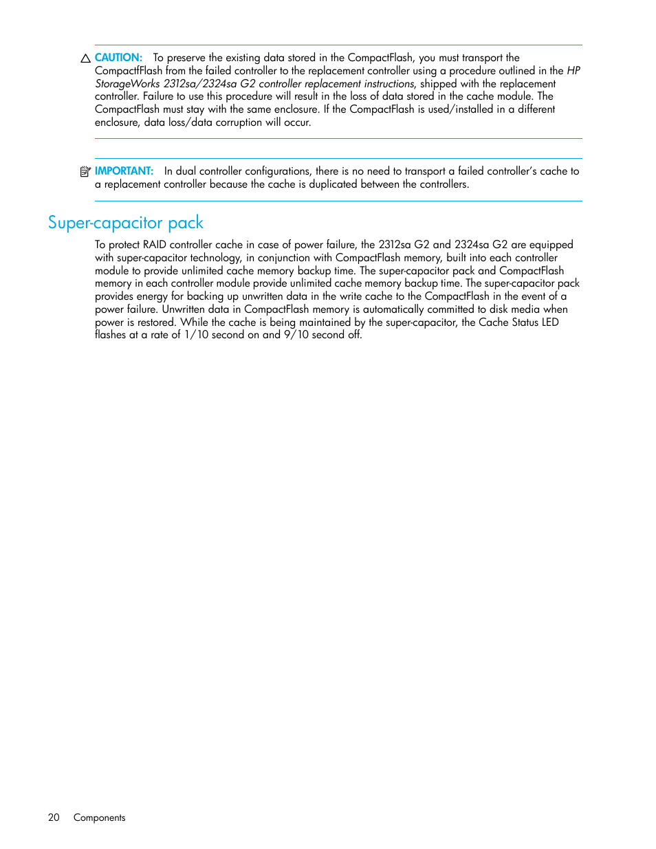 Super-capacitor pack | HP 2000SA G2-Modular-Smart-Array User Manual | Page 20 / 76