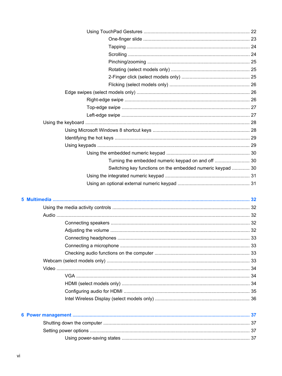 HP ProBook 450 G1 Notebook PC User Manual | Page 6 / 113