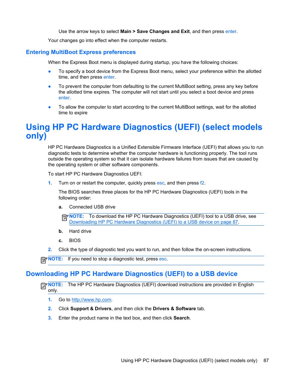 Entering multiboot express preferences | HP ProBook 450 G1 Notebook PC User Manual | Page 97 / 113