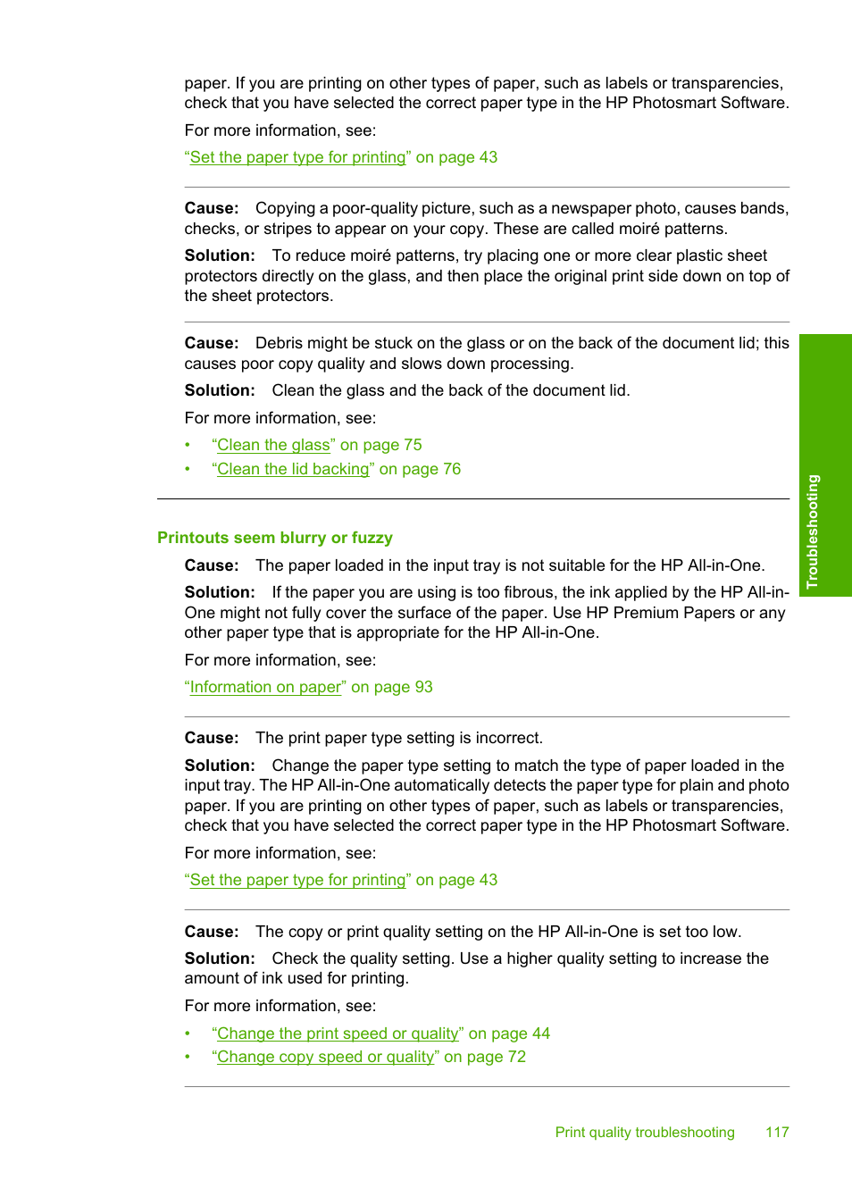 Printouts seem blurry or fuzzy | HP Photosmart C4380 All-in-One Printer User Manual | Page 118 / 179