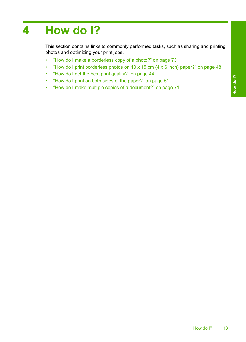 How do i, 4 how do i, 4how do i | HP Photosmart C4380 All-in-One Printer User Manual | Page 14 / 179