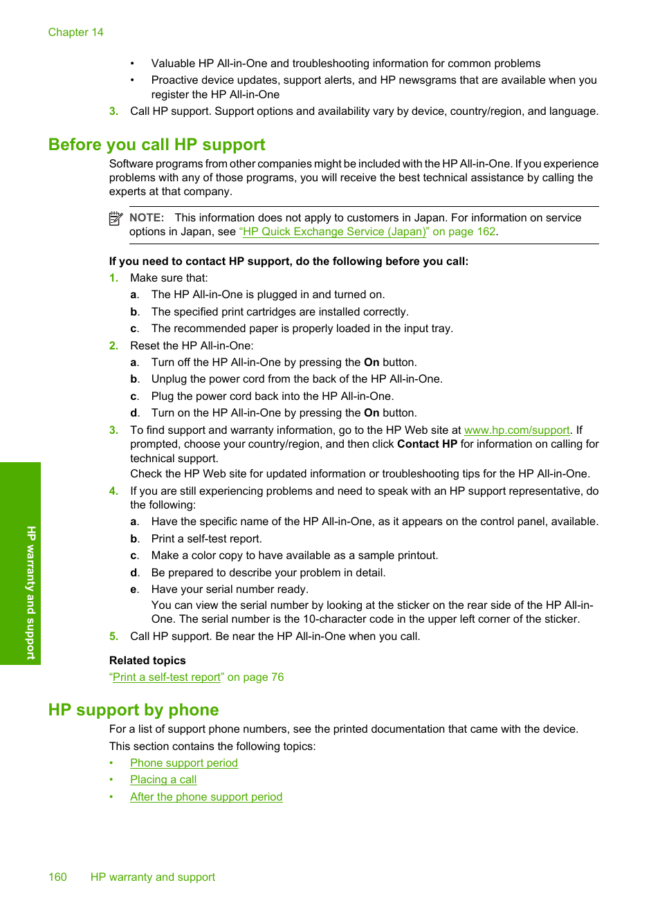 Before you call hp support, Hp support by phone, Before you call hp support hp support by phone | HP Photosmart C4380 All-in-One Printer User Manual | Page 161 / 179