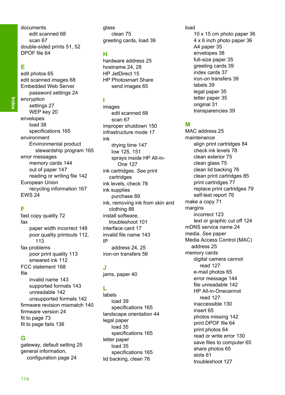 HP Photosmart C4380 All-in-One Printer User Manual | Page 175 / 179