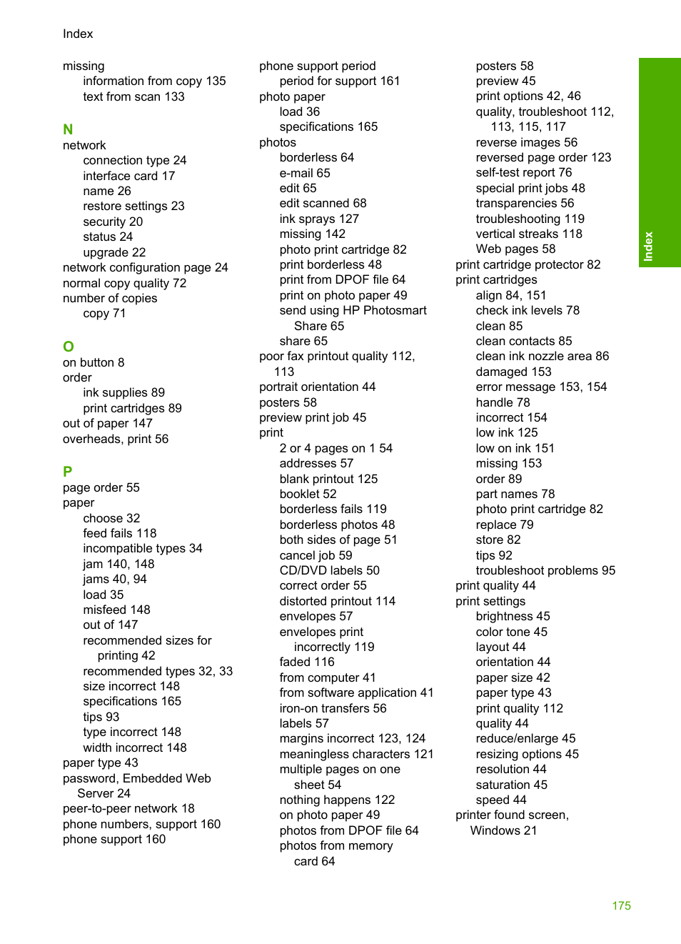 HP Photosmart C4380 All-in-One Printer User Manual | Page 176 / 179