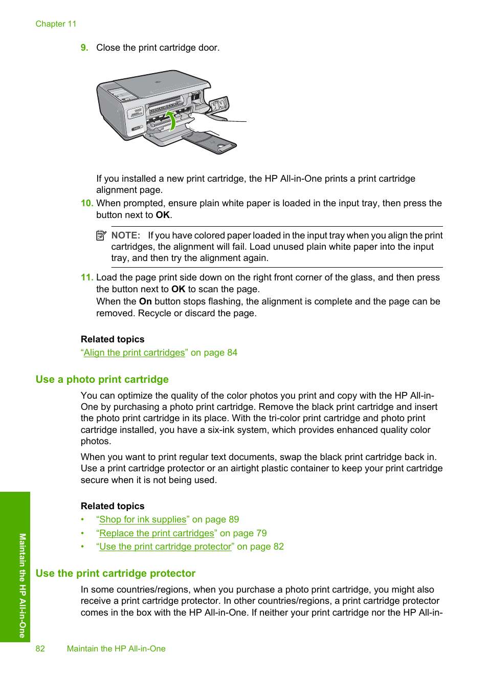 Use a photo print cartridge, Use the print cartridge protector | HP Photosmart C4380 All-in-One Printer User Manual | Page 83 / 179