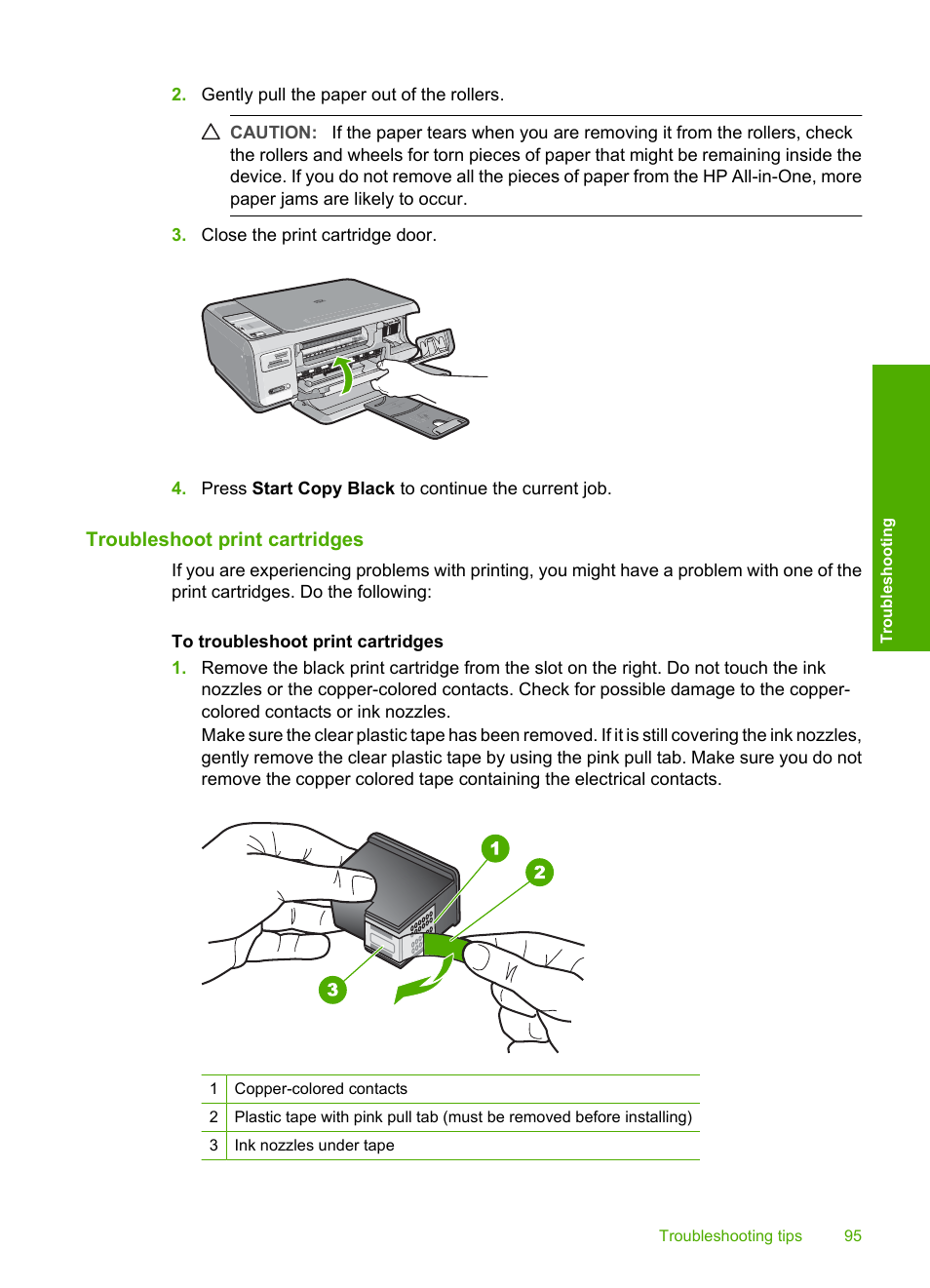 Troubleshoot print cartridges | HP Photosmart C4380 All-in-One Printer User Manual | Page 96 / 179