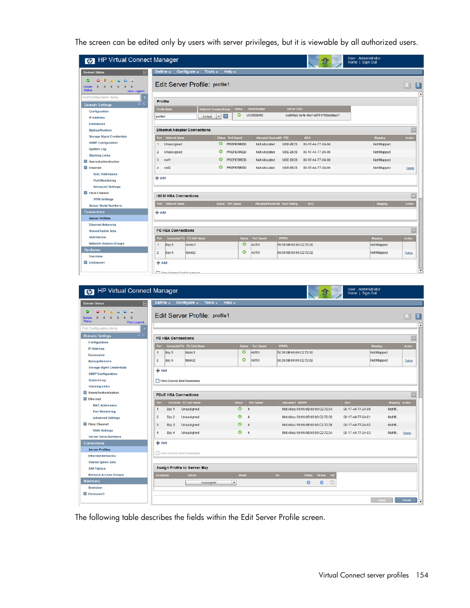 HP Virtual Connect 8Gb 20-port Fibre Channel Module for c-Class BladeSystem User Manual | Page 154 / 223