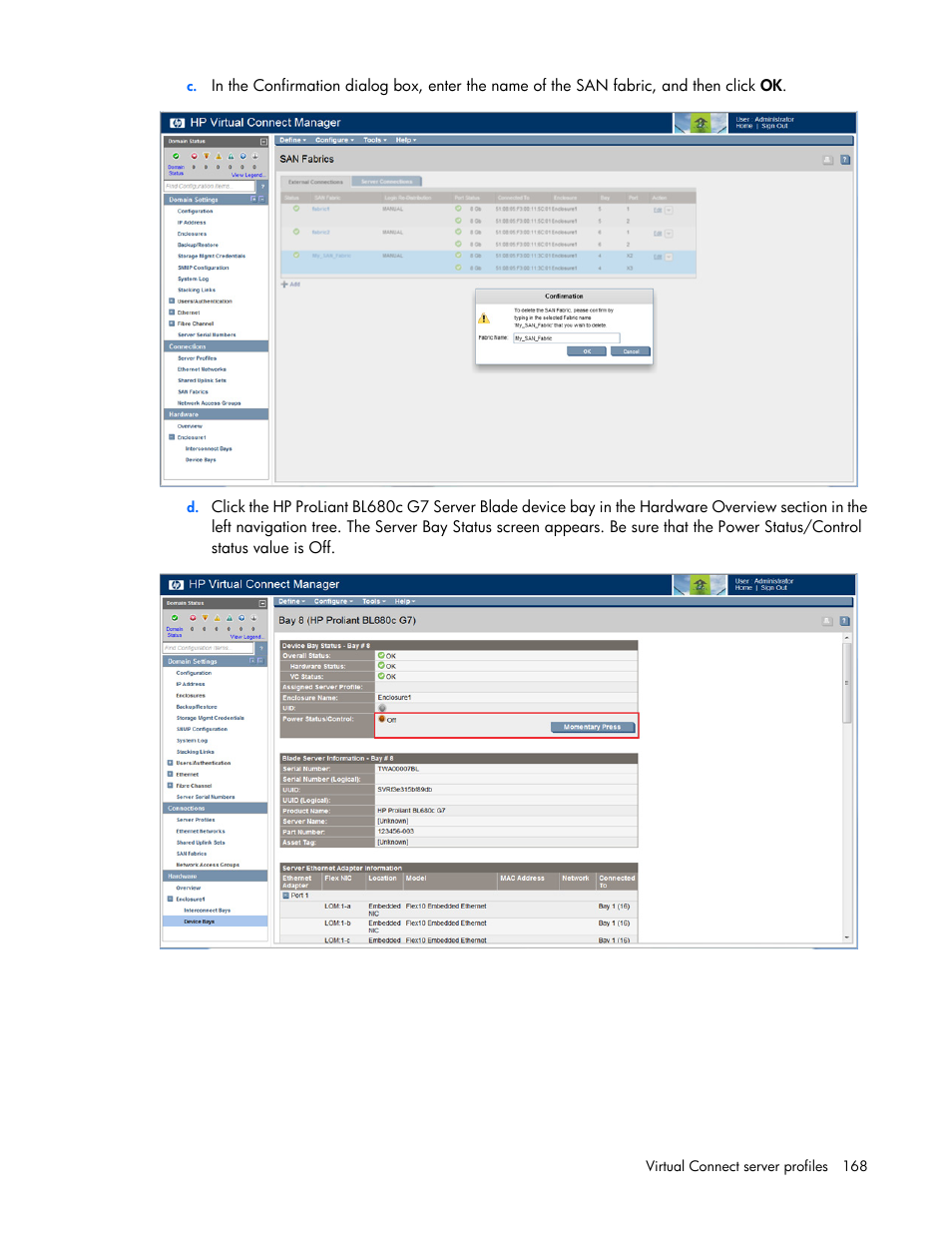 HP Virtual Connect 8Gb 20-port Fibre Channel Module for c-Class BladeSystem User Manual | Page 168 / 223
