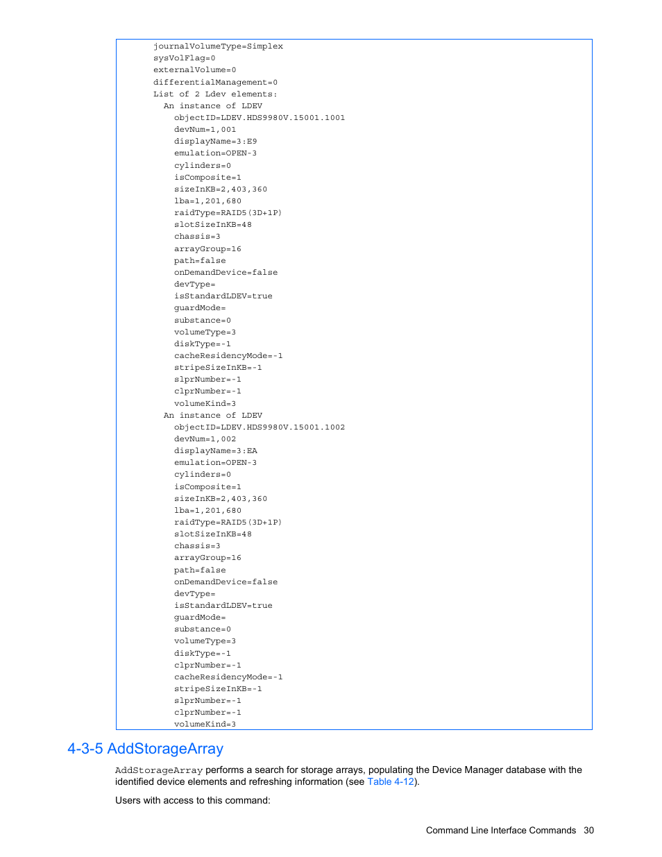 3-5 addstoragearray, Addstoragearray | HP StorageWorks XP10000 Disk Array User Manual | Page 30 / 118