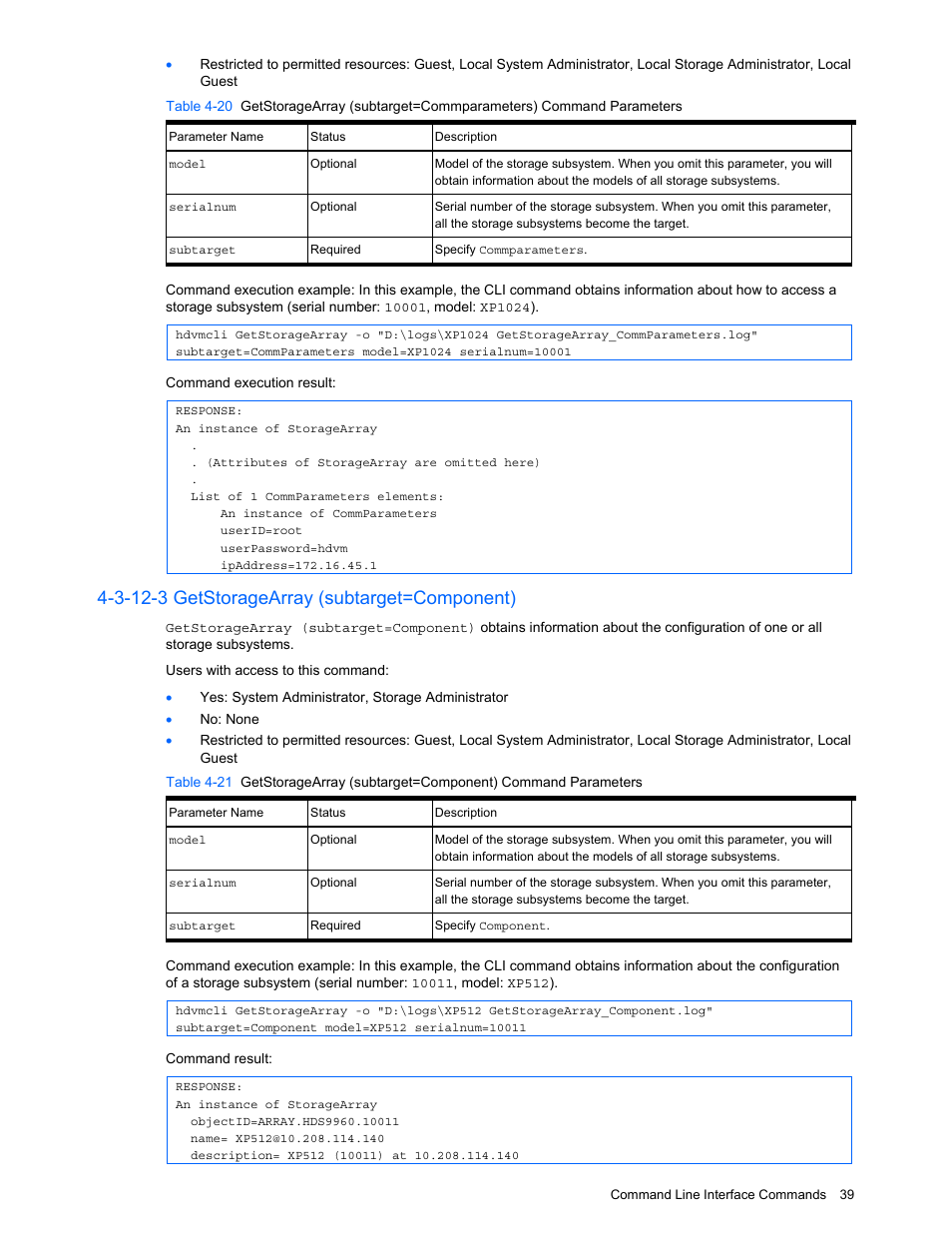 3-12-3 getstoragearray (subtarget=component) | HP StorageWorks XP10000 Disk Array User Manual | Page 39 / 118