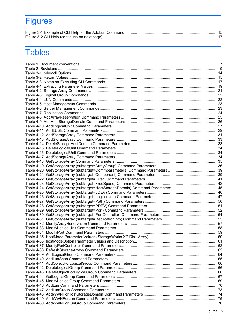 Figures, Tables | HP StorageWorks XP10000 Disk Array User Manual | Page 5 / 118