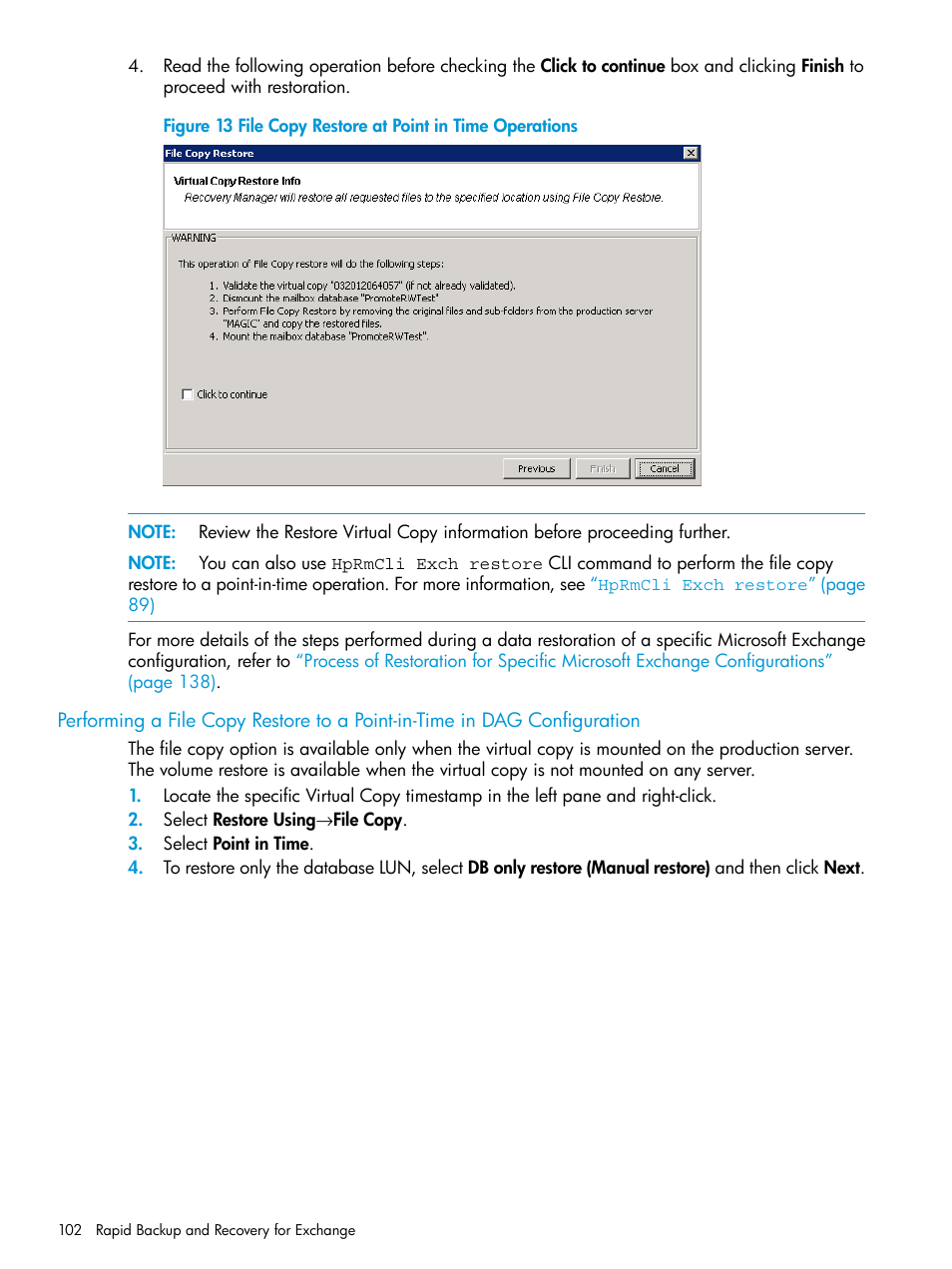 HP 3PAR Application Software Suite for Microsoft Exchange User Manual | Page 102 / 168