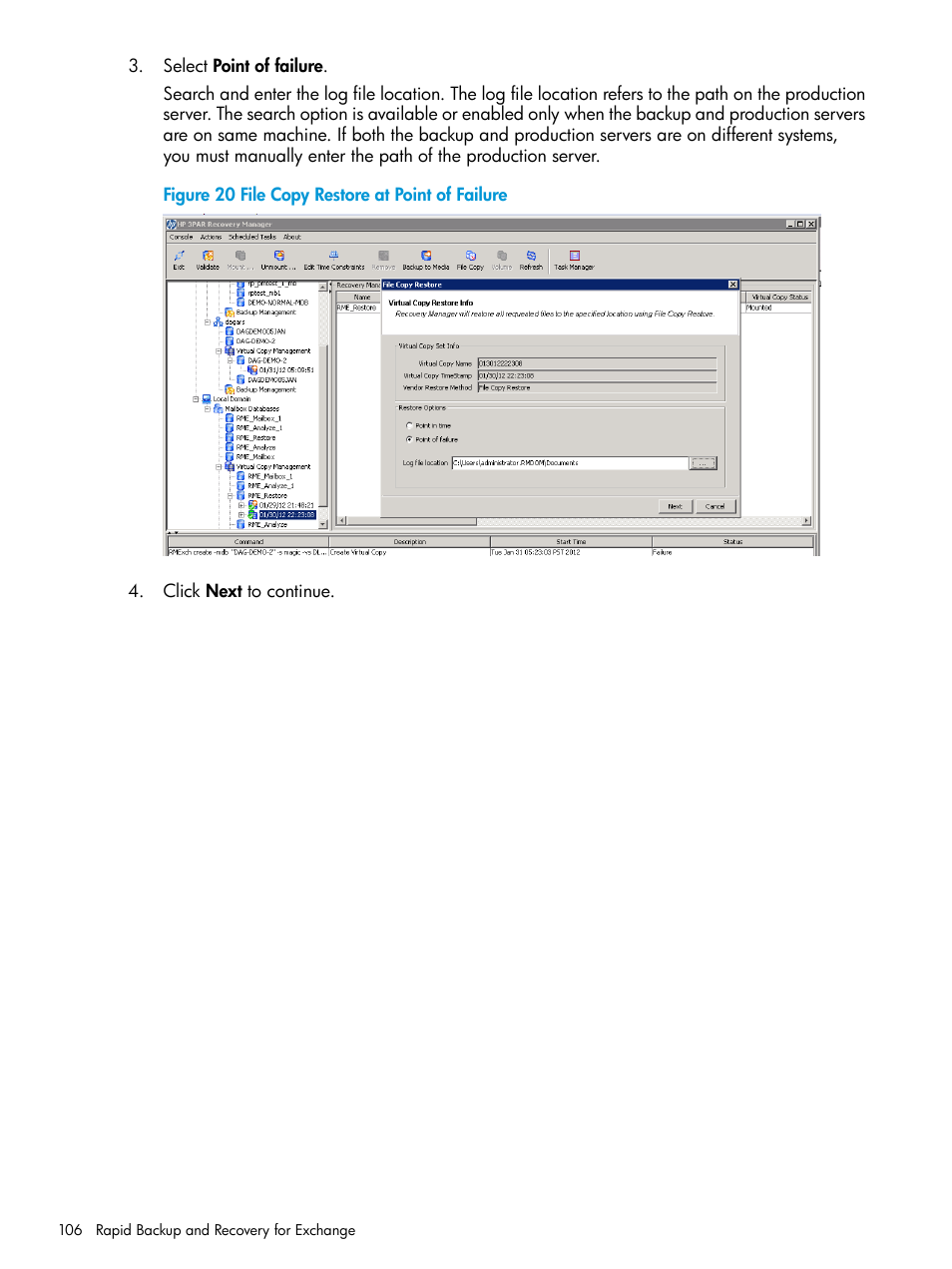 HP 3PAR Application Software Suite for Microsoft Exchange User Manual | Page 106 / 168