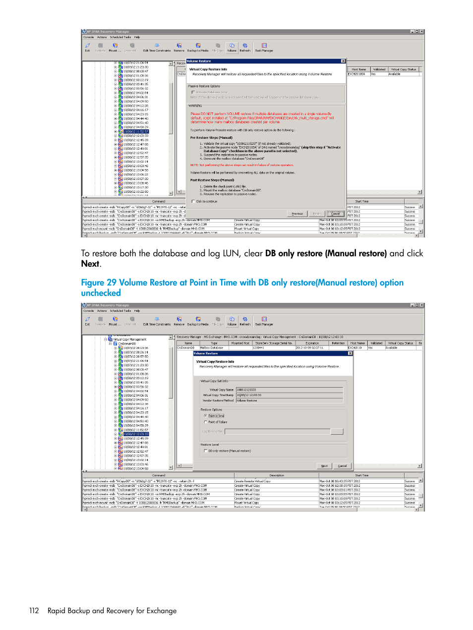 HP 3PAR Application Software Suite for Microsoft Exchange User Manual | Page 112 / 168