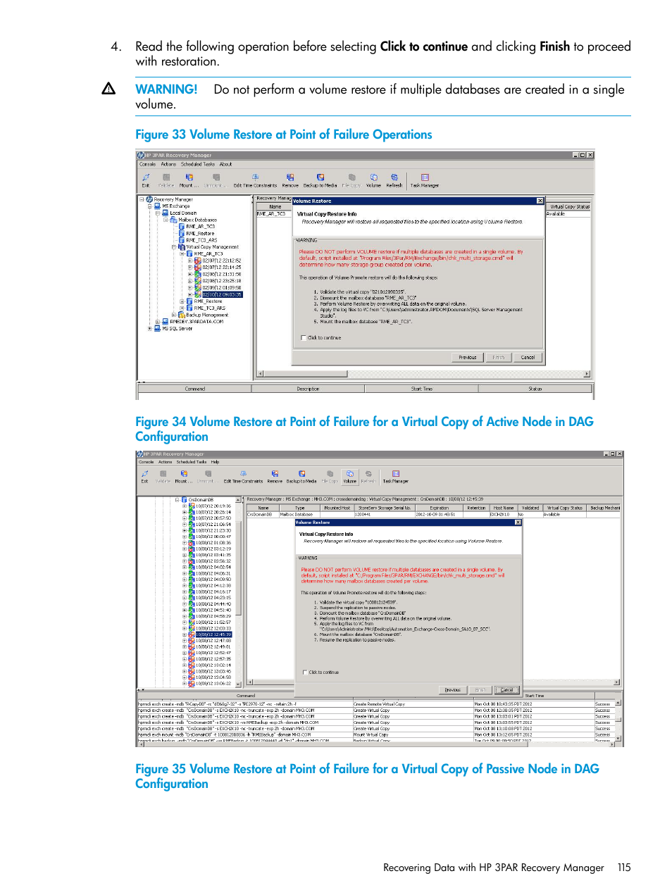 HP 3PAR Application Software Suite for Microsoft Exchange User Manual | Page 115 / 168