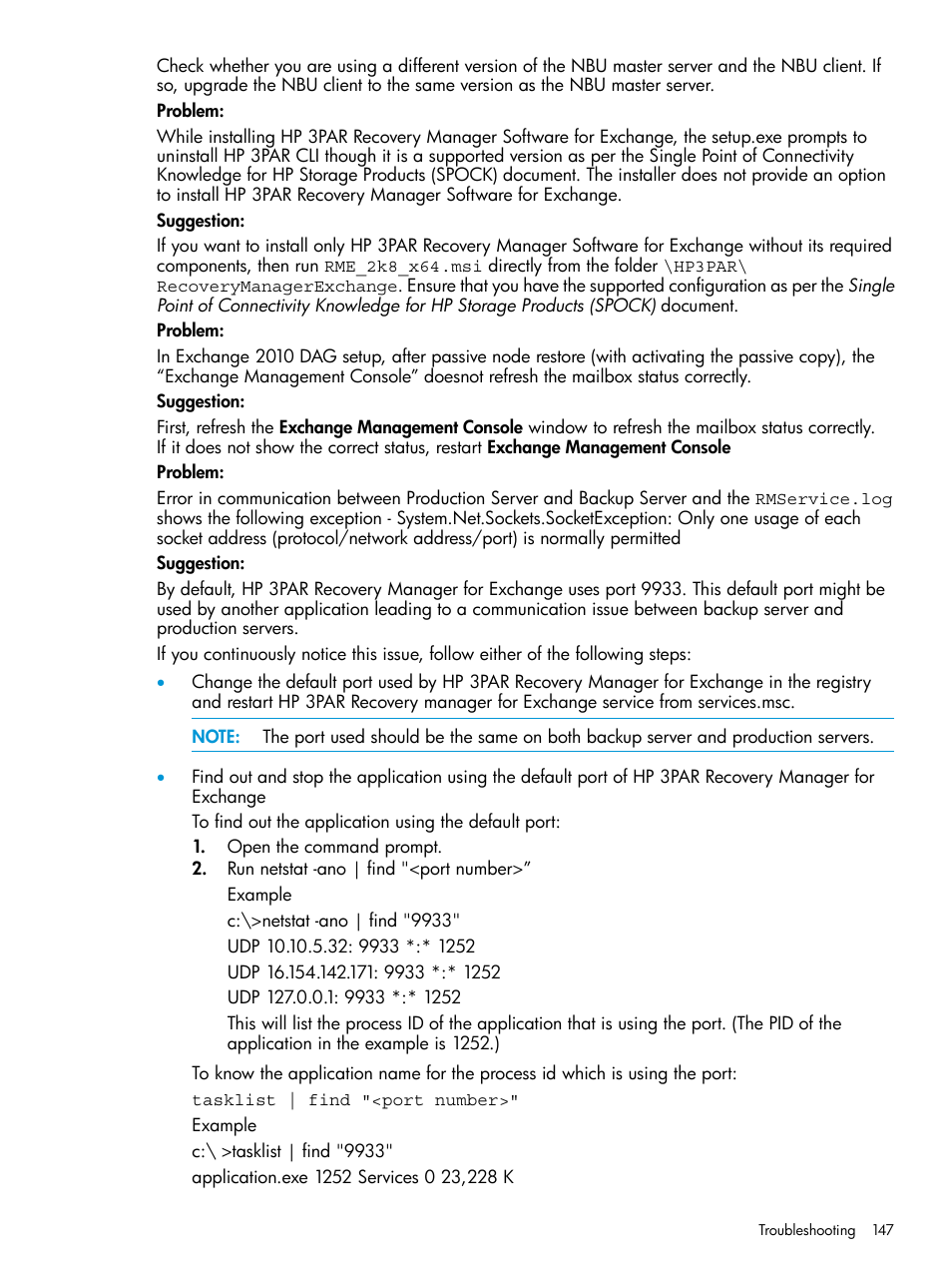 HP 3PAR Application Software Suite for Microsoft Exchange User Manual | Page 147 / 168