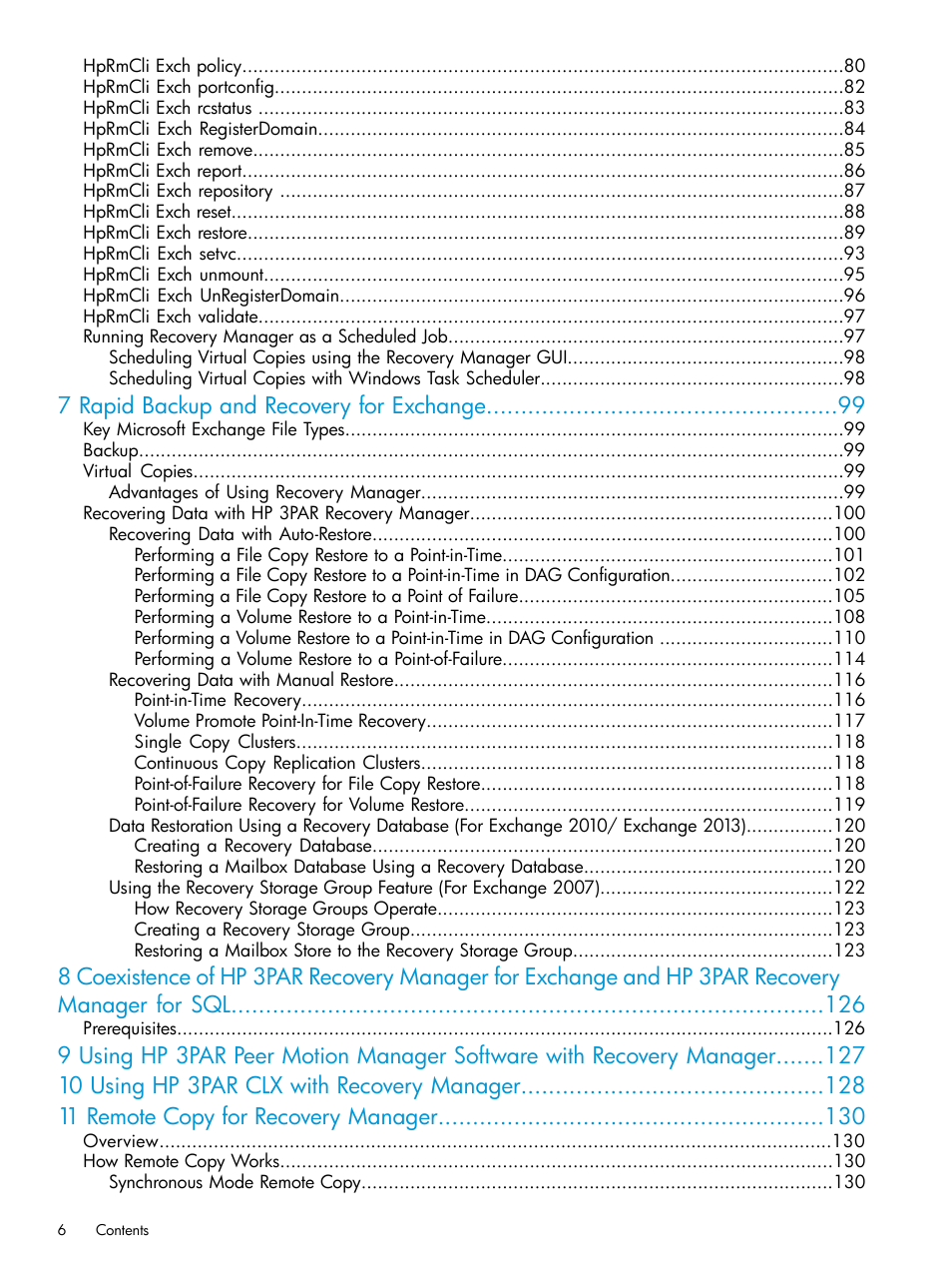 7 rapid backup and recovery for exchange | HP 3PAR Application Software Suite for Microsoft Exchange User Manual | Page 6 / 168