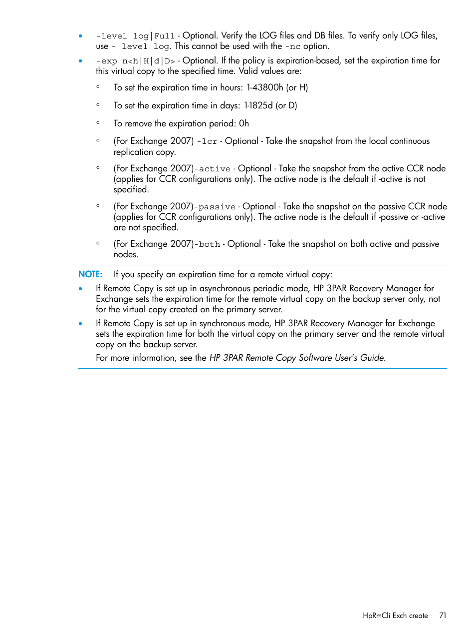 HP 3PAR Application Software Suite for Microsoft Exchange User Manual | Page 71 / 168