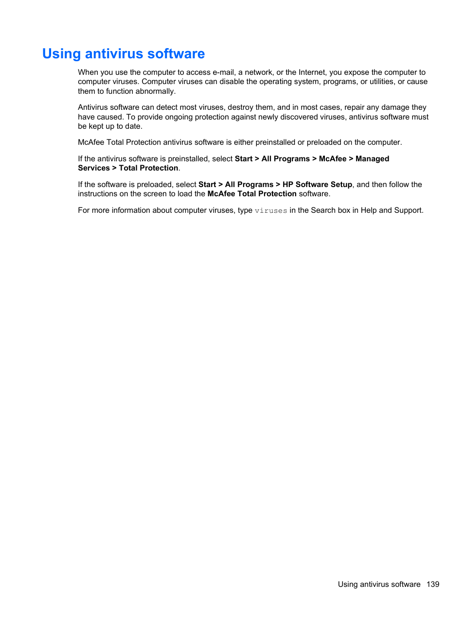 Using antivirus software | HP ProBook 4326s Notebook-PC User Manual | Page 151 / 192