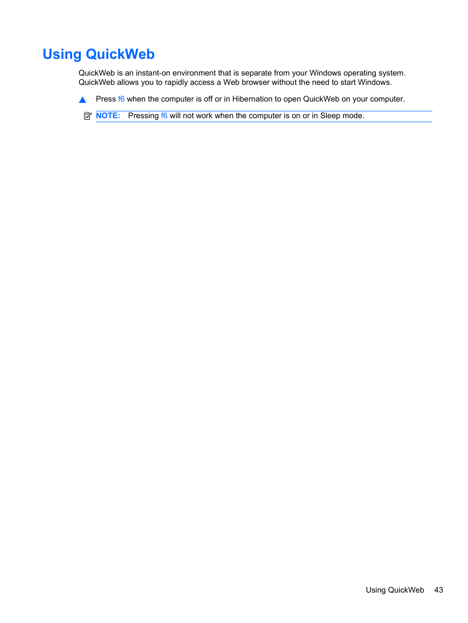 Using quickweb | HP ProBook 4326s Notebook-PC User Manual | Page 55 / 192