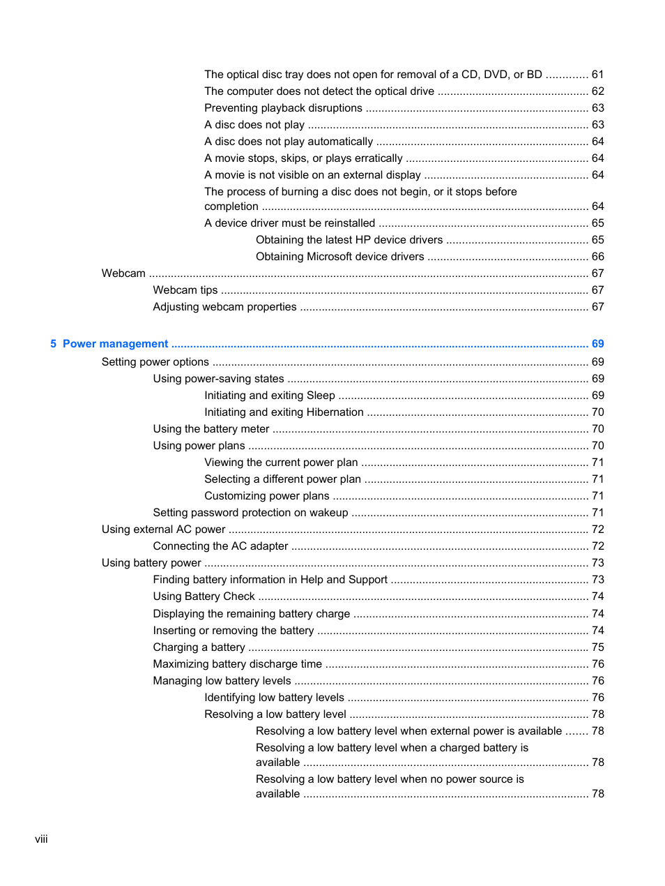 HP ProBook 4326s Notebook-PC User Manual | Page 8 / 192