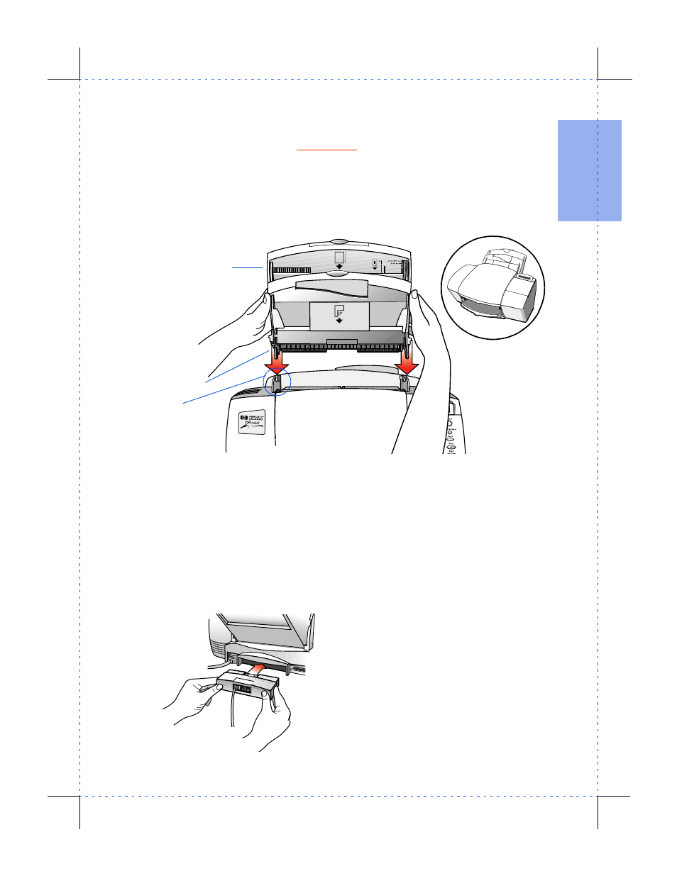 Perform each step in sequence: all steps are requi, Load the tray, Plug in the line connector | HP Officejet 590 All-in-One Printer User Manual | Page 11 / 130