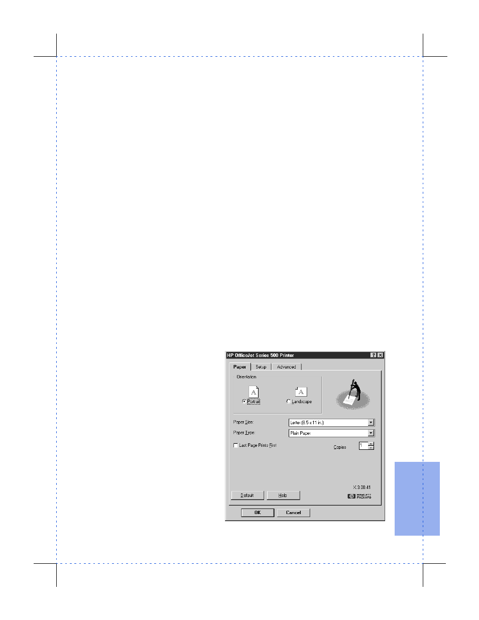 Using the print settings, Locating the print settings, Using the paper tab settings | HP Officejet 590 All-in-One Printer User Manual | Page 94 / 130