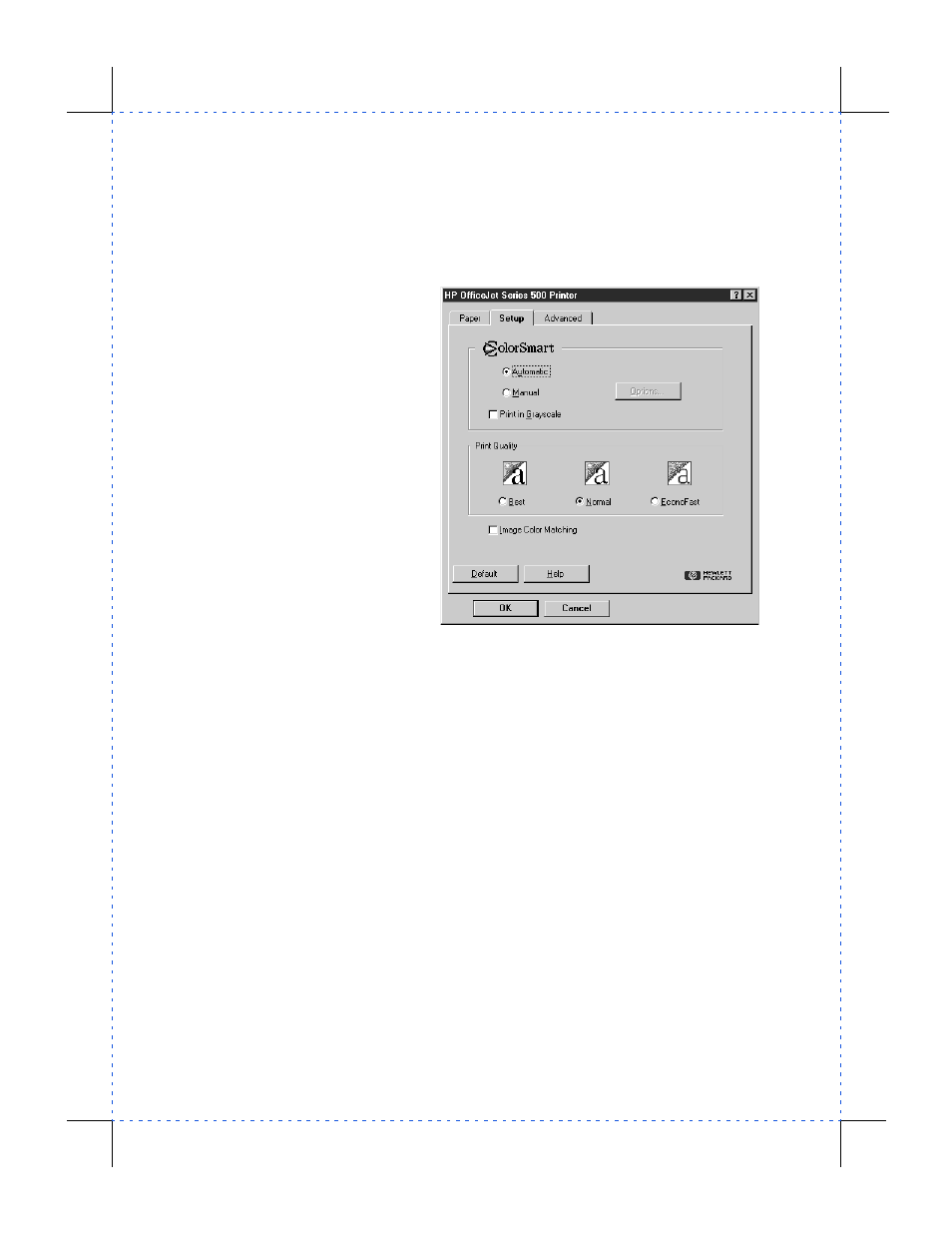 Using the setup tab settings, Print quality and speed, Printing in color | HP Officejet 590 All-in-One Printer User Manual | Page 95 / 130