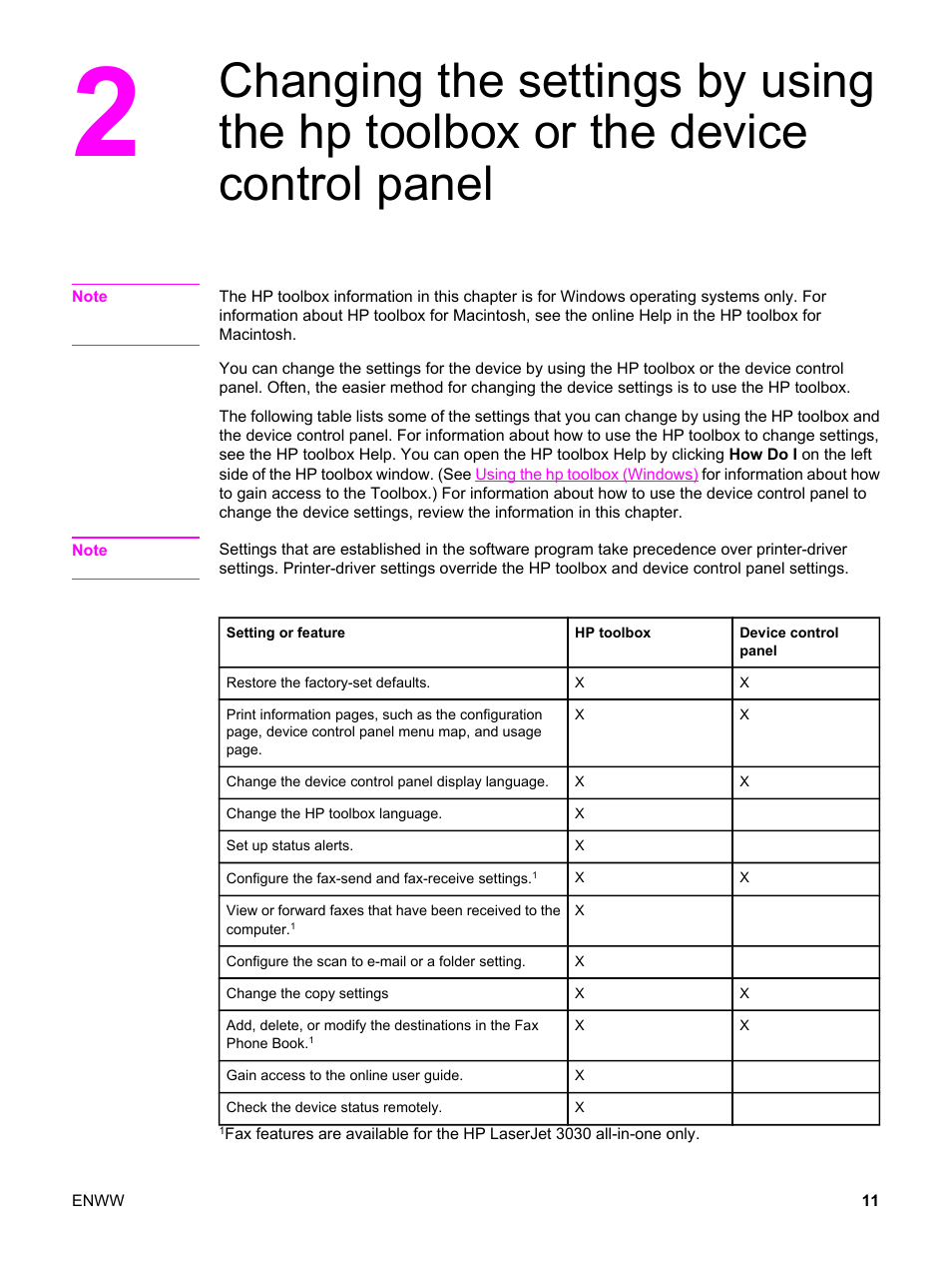 HP LaserJet 3020 All-in-One Printer User Manual | Page 21 / 182