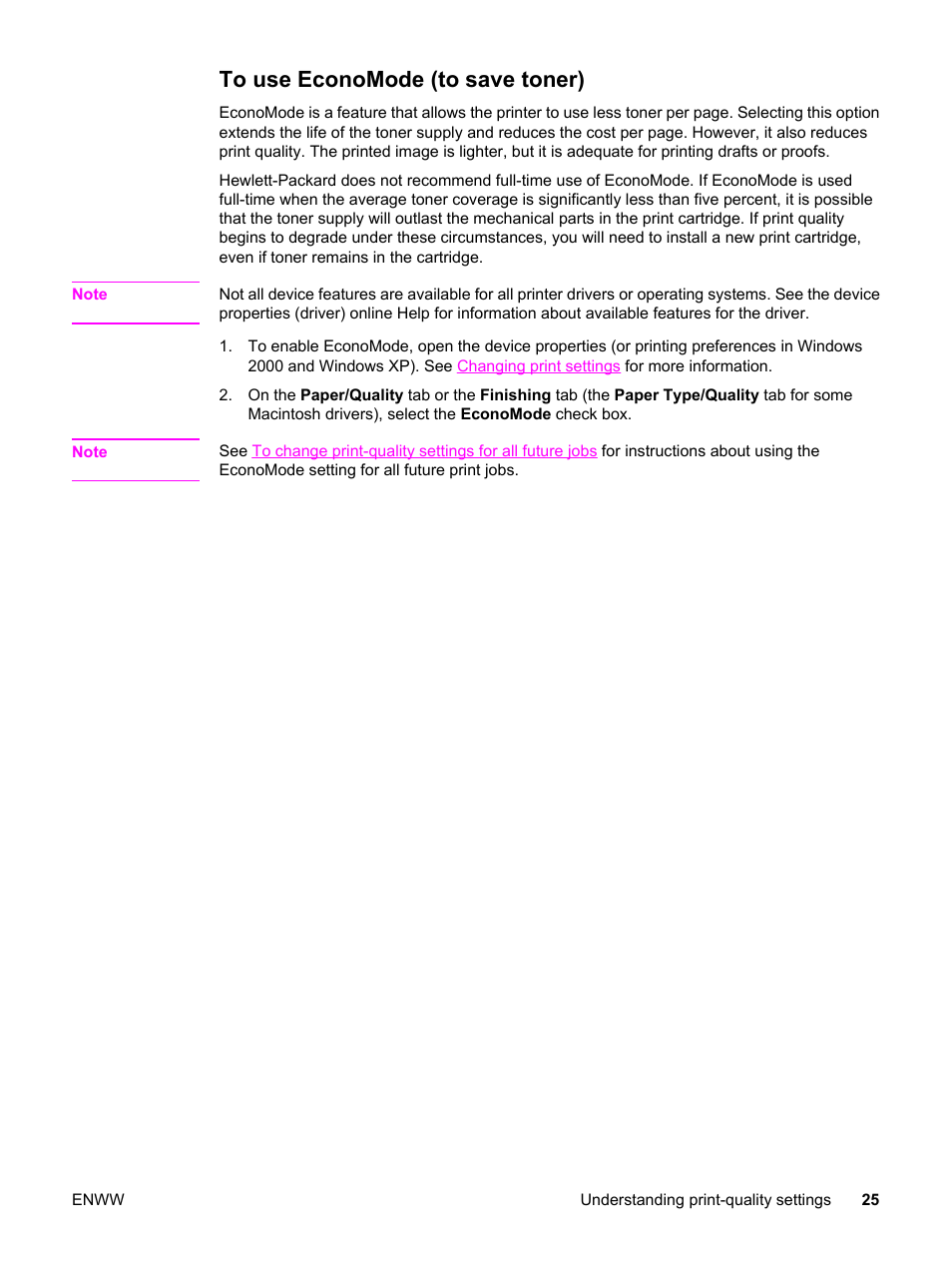 To use economode (to save toner) | HP LaserJet 3020 All-in-One Printer User Manual | Page 35 / 182