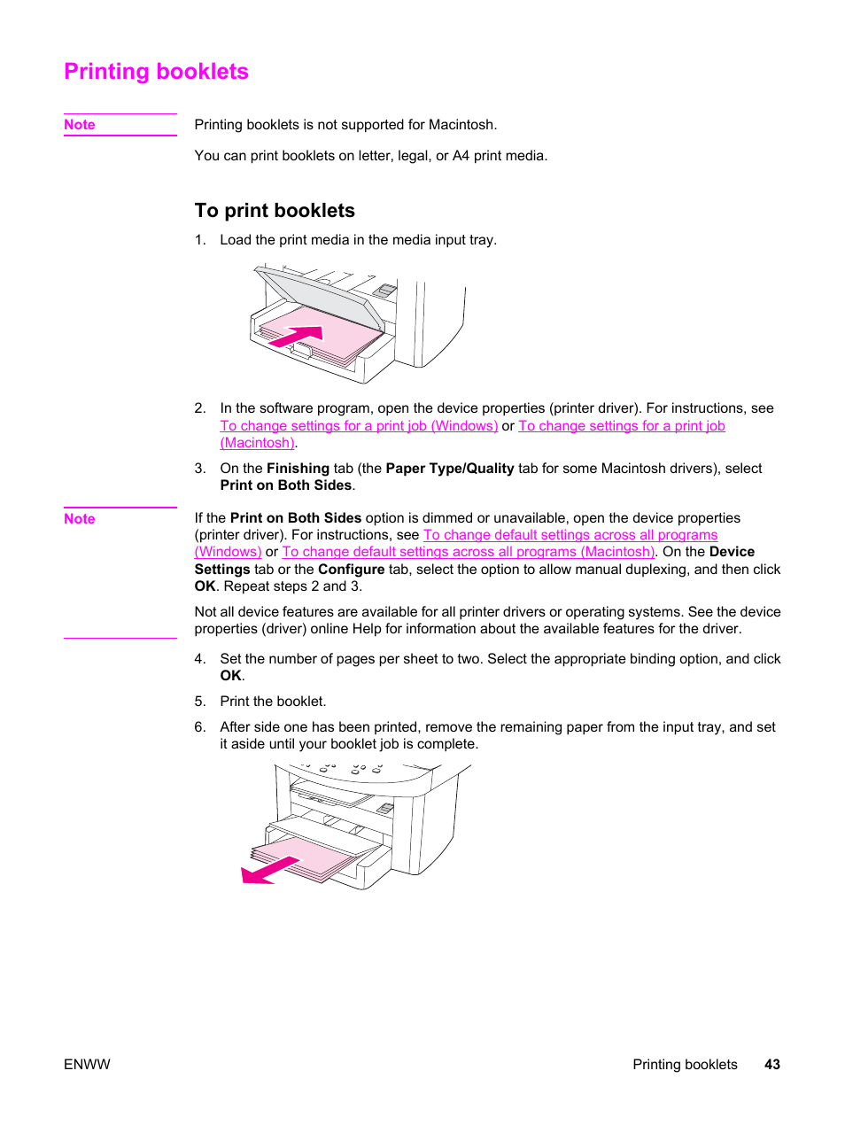 Printing booklets, To print booklets | HP LaserJet 3020 All-in-One Printer User Manual | Page 53 / 182