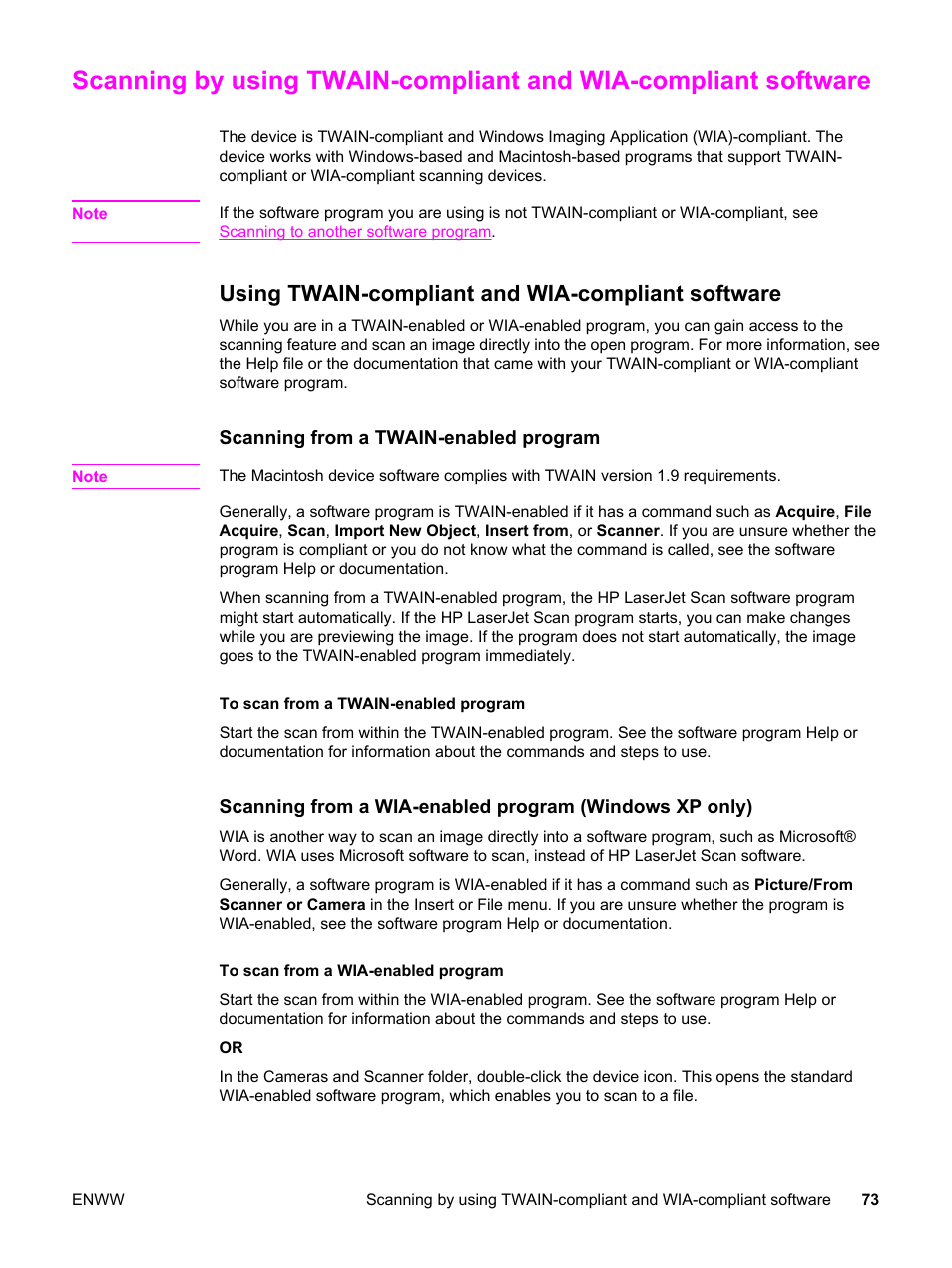 Using twain-compliant and wia-compliant software | HP LaserJet 3020 All-in-One Printer User Manual | Page 83 / 182