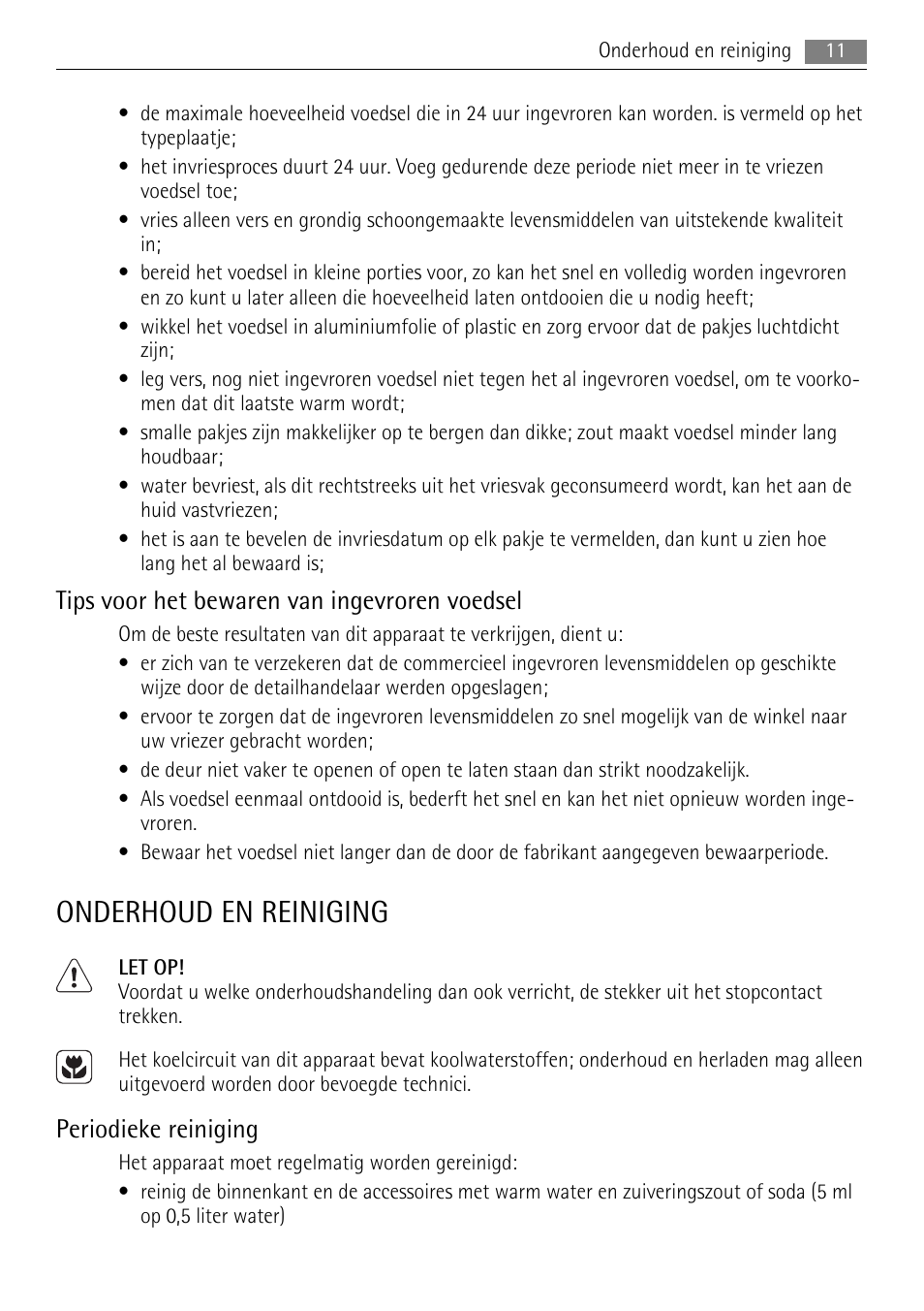 Onderhoud en reiniging, Tips voor het bewaren van ingevroren voedsel, Periodieke reiniging | AEG SKS68240F0 User Manual | Page 11 / 76