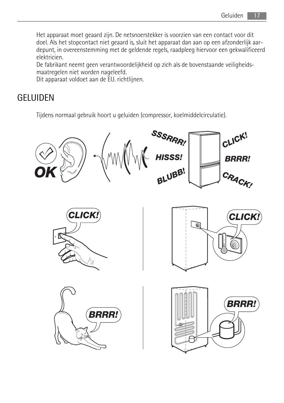 Geluiden, Click, Brrr | AEG SKS68240F0 User Manual | Page 17 / 76