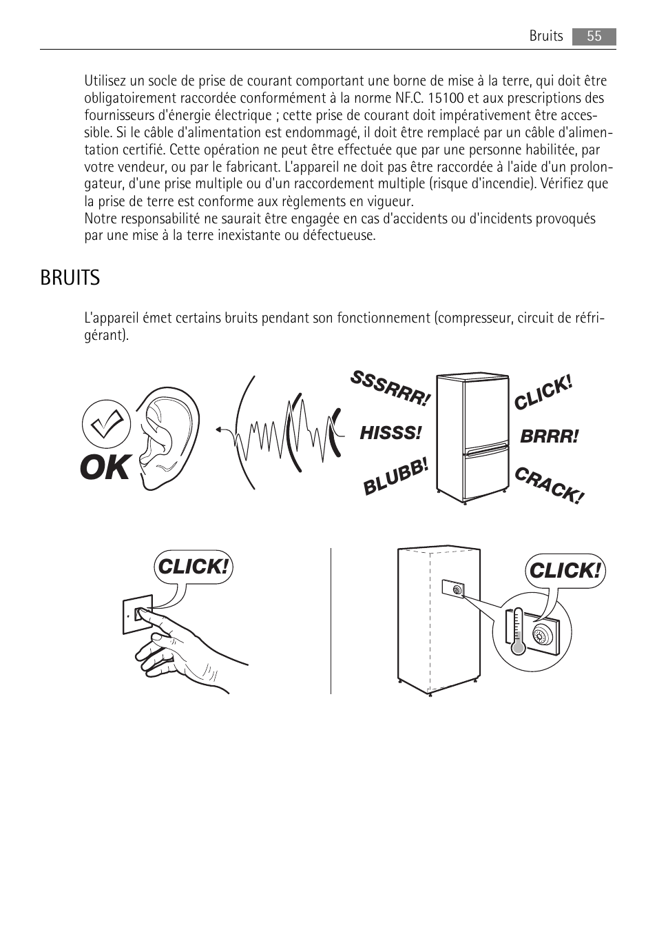 Bruits, Click | AEG SKS68240F0 User Manual | Page 55 / 76